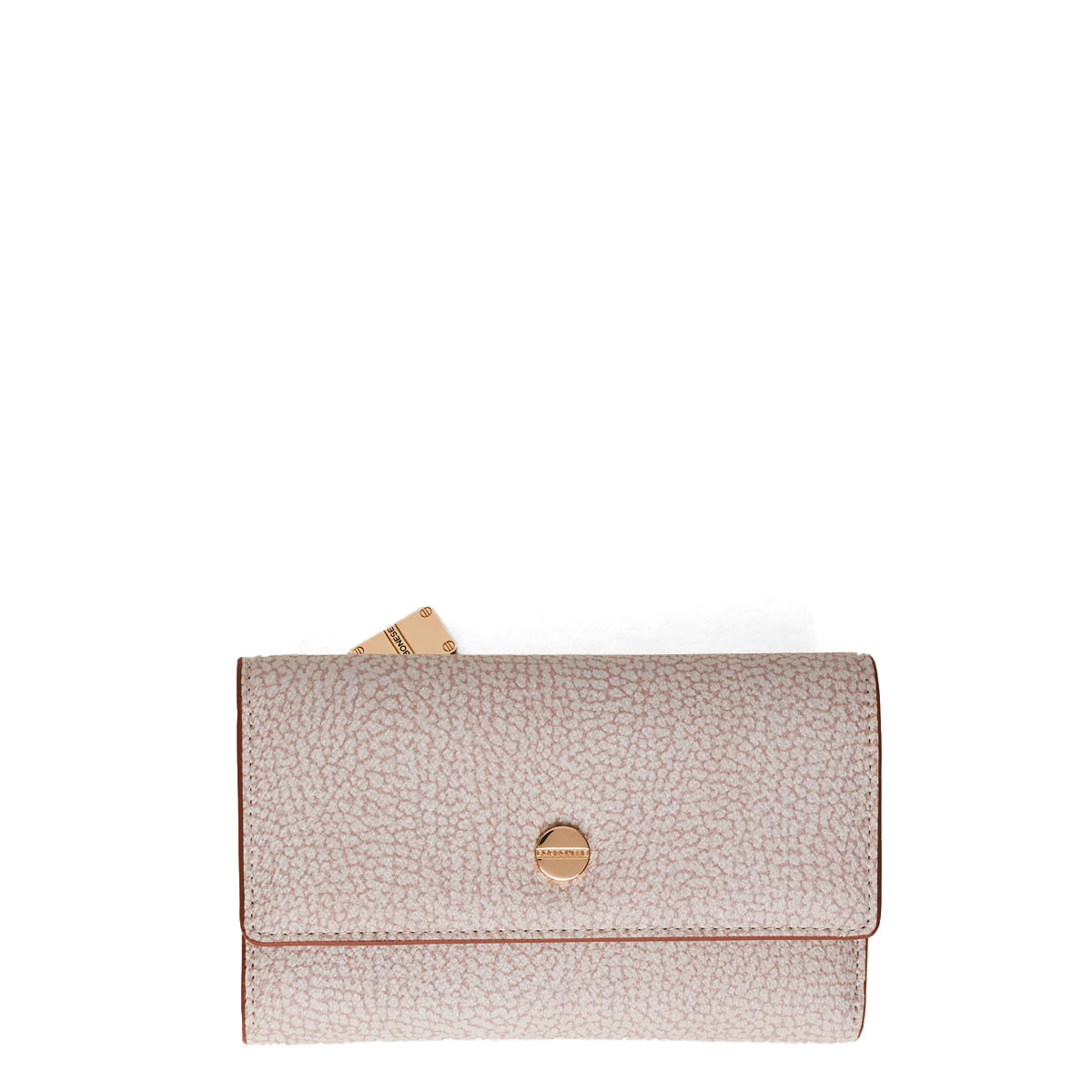 Borbonese Medium RFID Sabbia Terracotta Wallet - Coated Fabric Crossbody Bag for Women | Secure Contactless Payment | Perfect for Travel, Shopping & Everyday Use