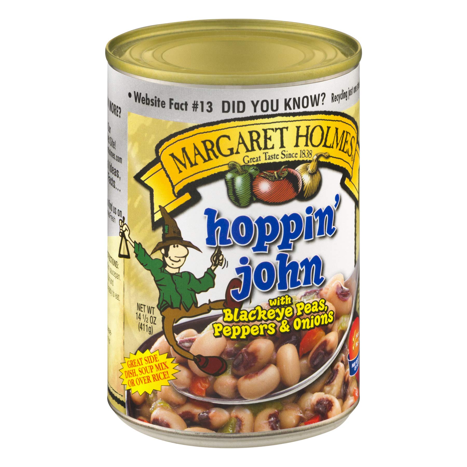 Margaret Holmes Hoppin' John with Black Eyed Peas, Peppers & Onions - 2 Pack (14.5 oz Cans) - Southern Style Canned Beans for Quick Meals, Camping & Emergency Food Storage