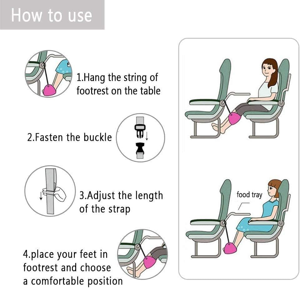 Premium Airplane Foot Rest with Adjustable Height - Comfortable Travel Footrest Made of High-Quality Foam - Portable Flight Accessory for Carry-On - Perfect for Long Flights & Road Trips (Black)