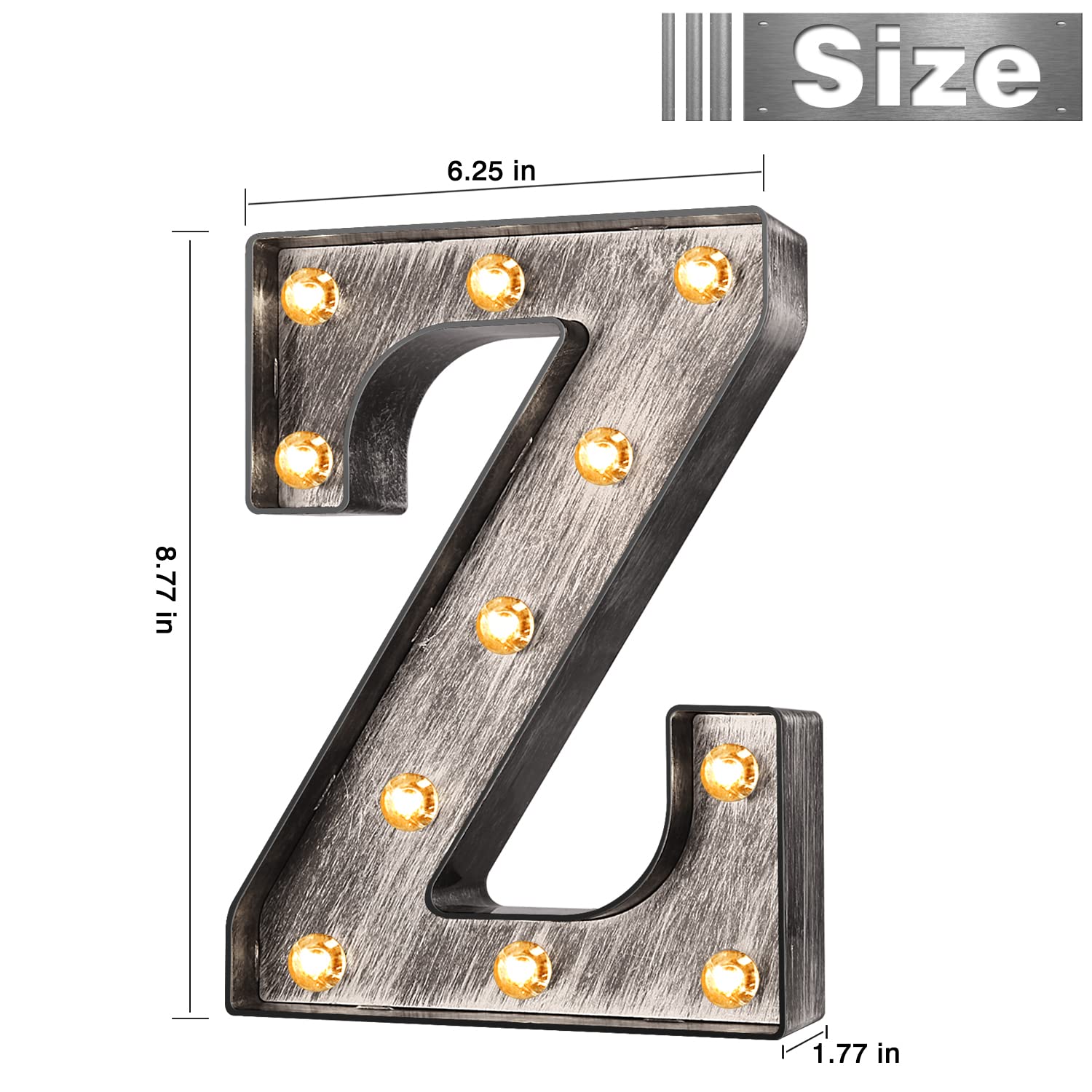 Brushed Silver Gray LED Letter Lights - Battery Powered Light Up Sign for Wedding, Birthday Party, Christmas Decor - Perfect for Home Bar, Night Light, and Festive Events