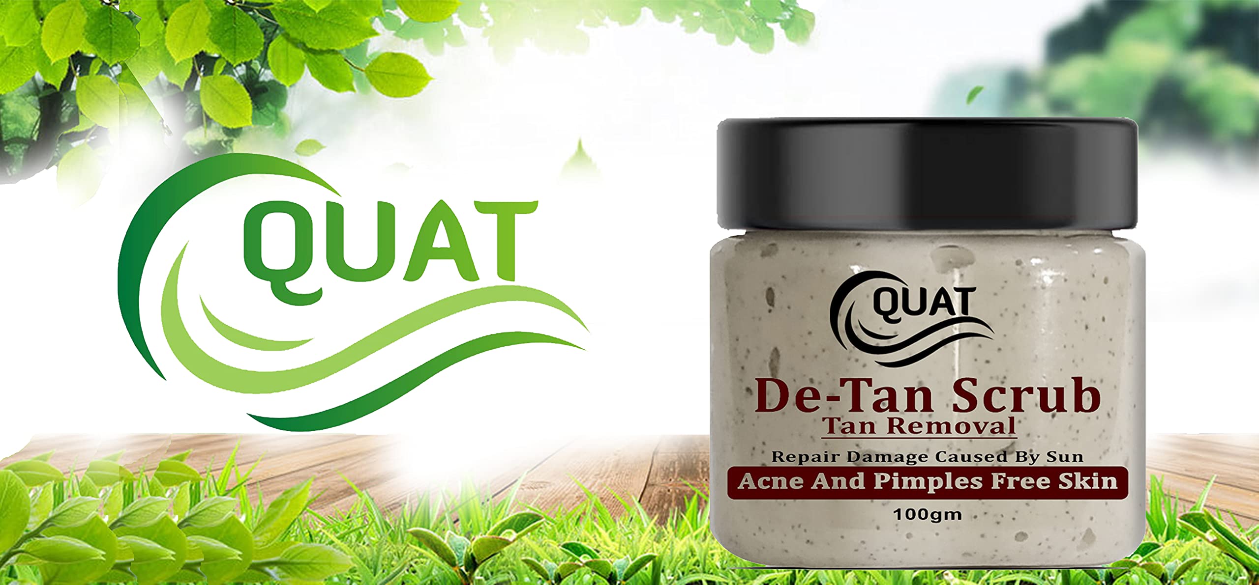 Quat De-Tan Face Scrub for Men & Women - 100g Natural Glow Exfoliator for Pimple-Free, Radiant Skin | Daily Skincare & Post-Sun Care Solution