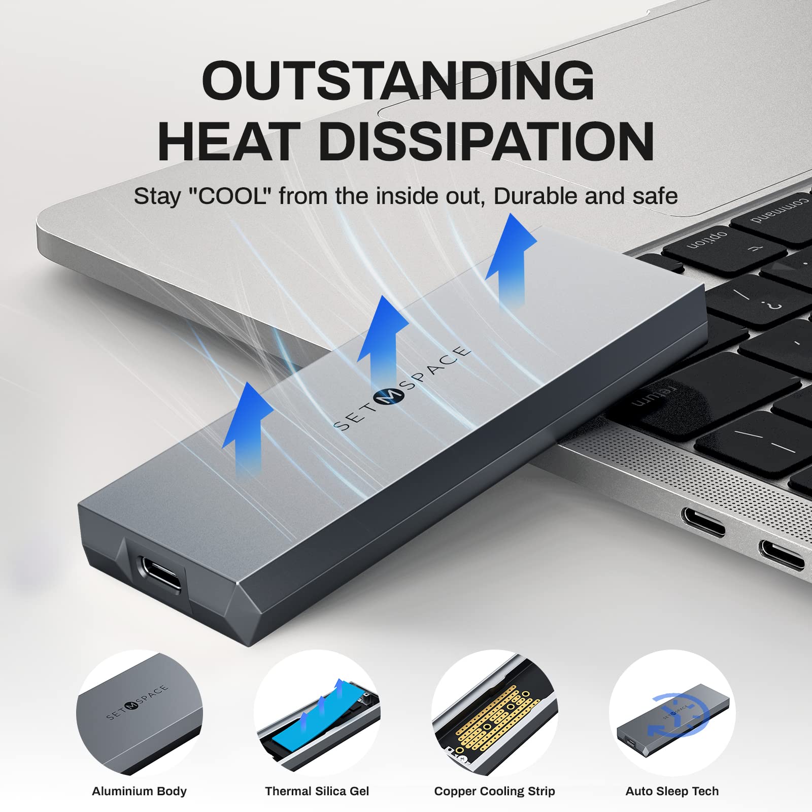 Premium Aluminum Alloy NVMe SSD Enclosure - 10Gbps USB 3.2 Gen 2 M.2 NVMe External Case for 2230/2242/2260/2280 SSDs with USB-C & USB-A Cables - Durable Screw-Fixed Design for Gaming, Video Editing & Data Backup