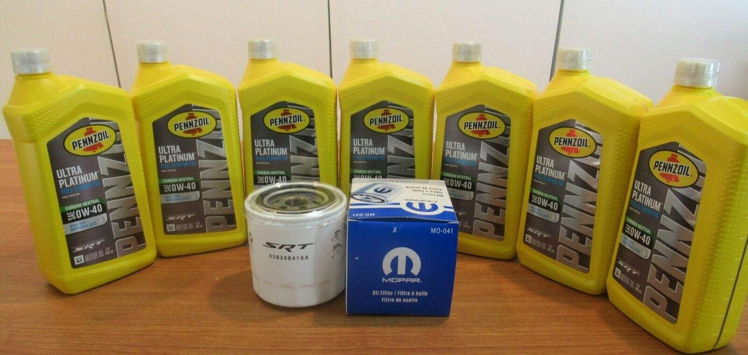 Jeep Grand Cherokee 0W-40 Full Synthetic Engine Oil (7 Quarts) & SRT Performance Oil Filter Kit - Premium Protection for High-Performance SUVs & Off-Road Driving
