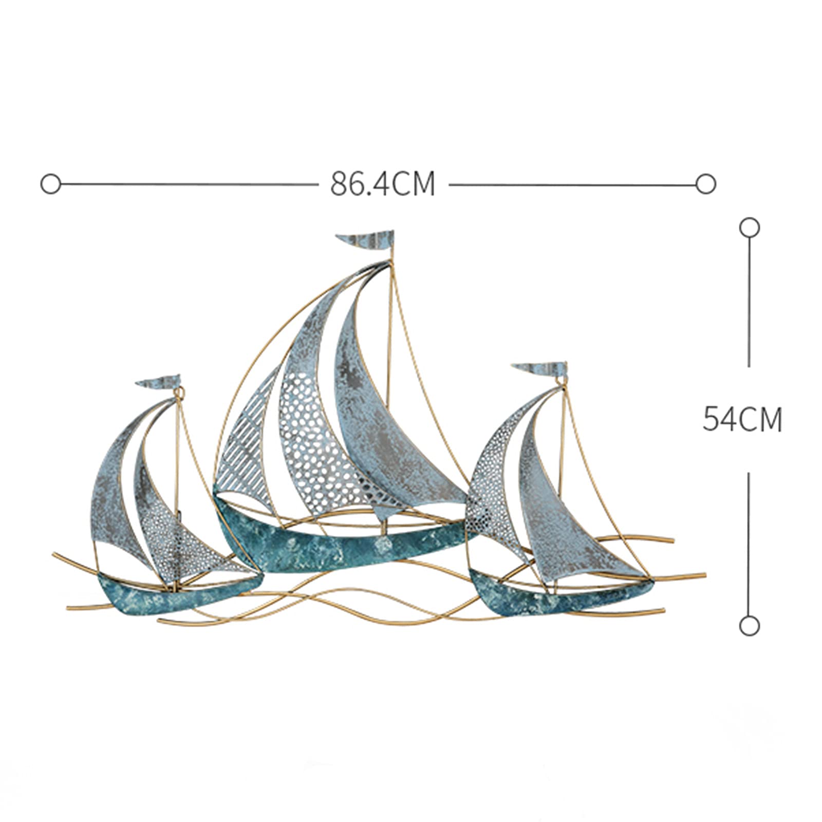 Handmade 3D Nautical Metal Sailboat Wall Art Decor - 34