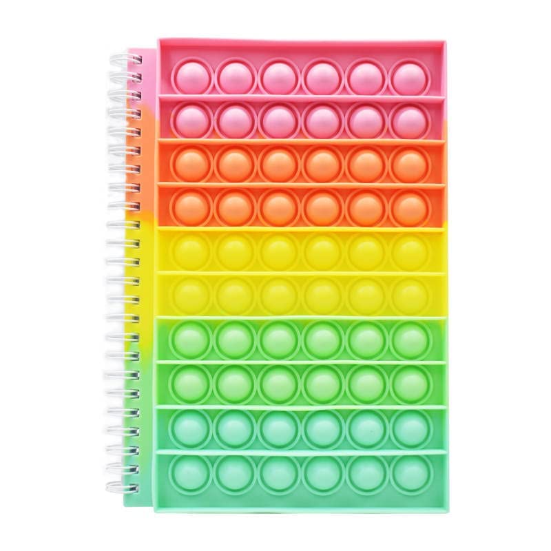 Pop It Push Bubble Fidget Notebook - A5 Spiral Sensory Stress Relief Notebook for Kids & Adults - Macaron Design - Perfect for Anxiety Relief, Office Desk & School Supplies