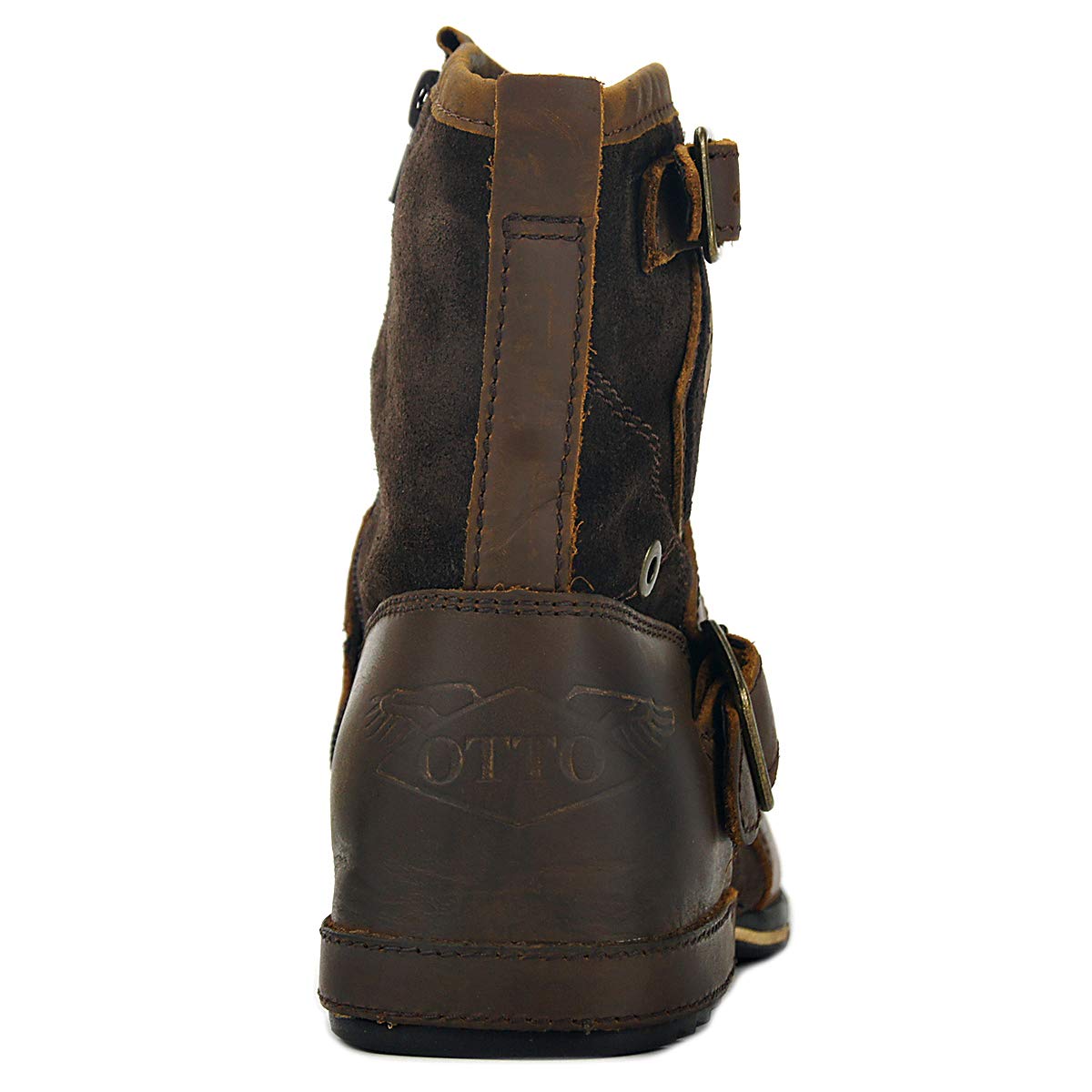 OSSTONE Men's Fashion Leather Chukka Boots with Zipper - Casual Motorcycle Shoes OS-5008-1-ABNH - Perfect for Riding, Daily Wear & Outdoor Activities