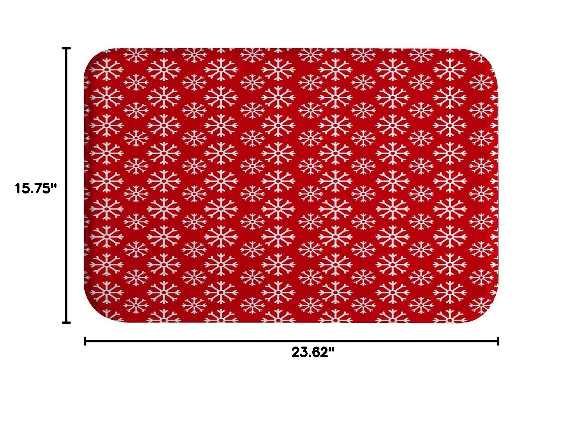 A.Monamour Red Background White Snowflake Pattern Abstract Art Flannel Bath Mat - Non-Slip Absorbent Bathroom Rug for Indoor Use, Perfect for Bathroom, Kitchen, and Entryway Decor