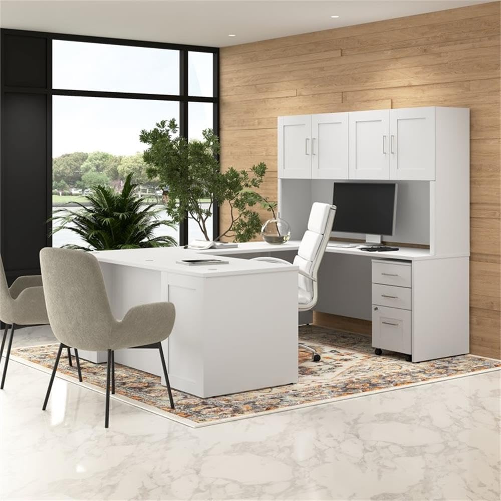 Bush Business Furniture Hampton Heights 3-Drawer Mobile File Cabinet - White Office Storage Organizer for Home & Workspace | Perfect for Document Filing, Office Supplies & Home Organization