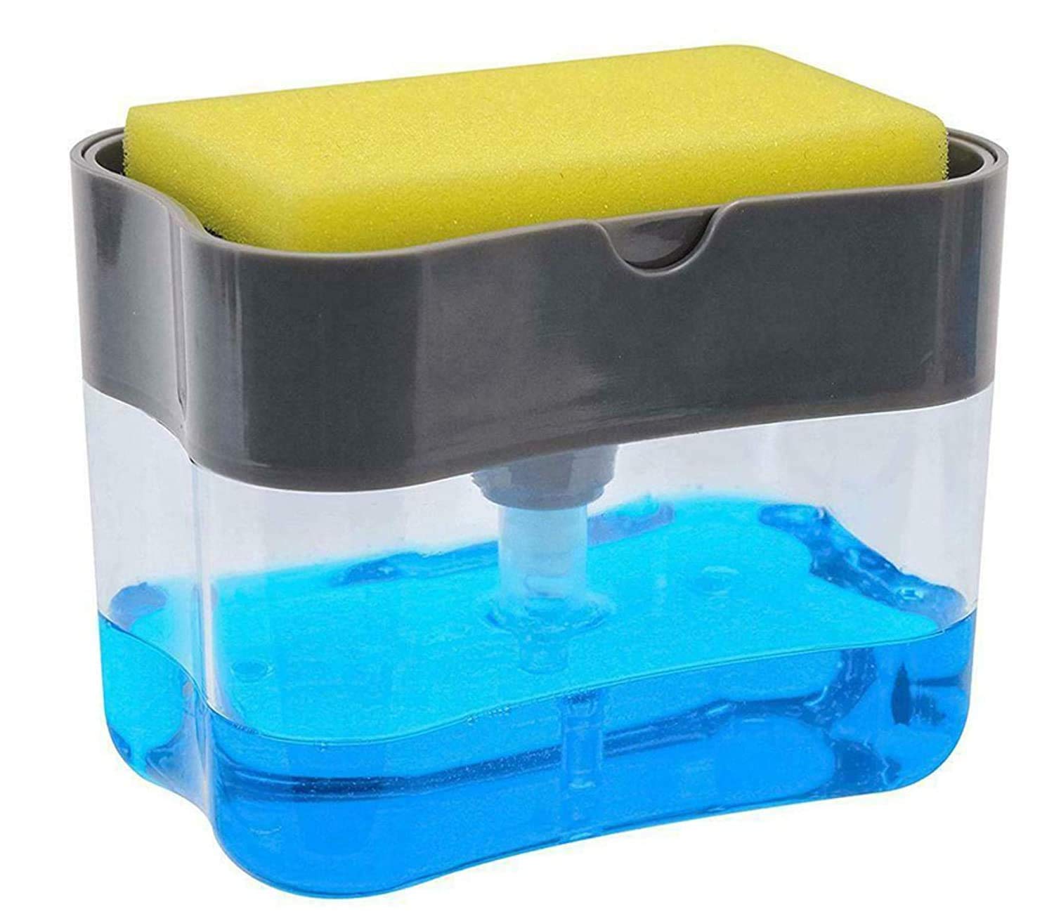 DIYASHI® 2-in-1 Unbreakable Soap Dispenser with Sponge Holder - Plastic Liquid Container for Bathroom, Kitchen & Dishwasher - Ideal for Hand Soap, Dish Soap & Cleaning Solutions