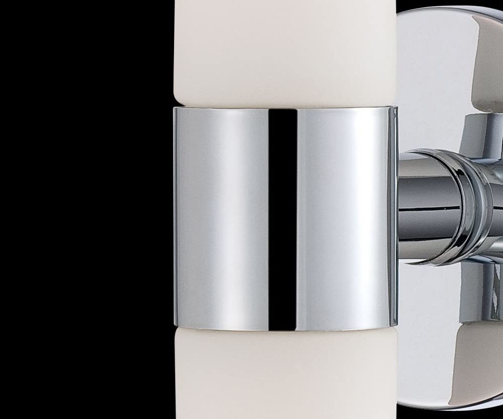 Modern 2-Light Wall Sconce with Frosted Glass - 20 x 5 Inches - Chrome Finish Wall Mount Lighting Fixture - Opal White Glass Shade - Perfect for Bedroom, Hallway & Living Room Decor - Bailey Street 79-BEL-981846