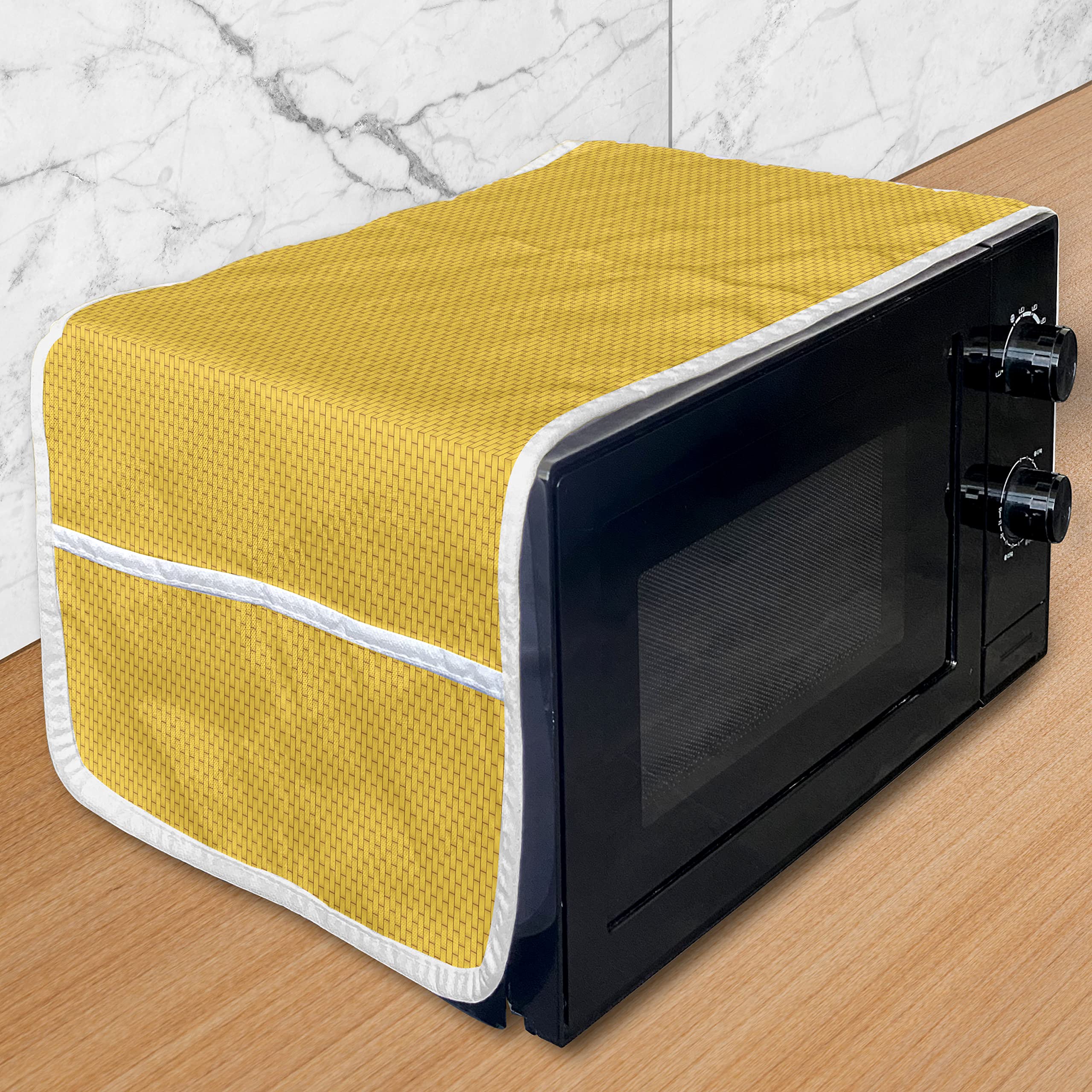 Ambesonne Brick Microwave Oven Cover - Waterproof Kitchen Organizer with Pockets, 36