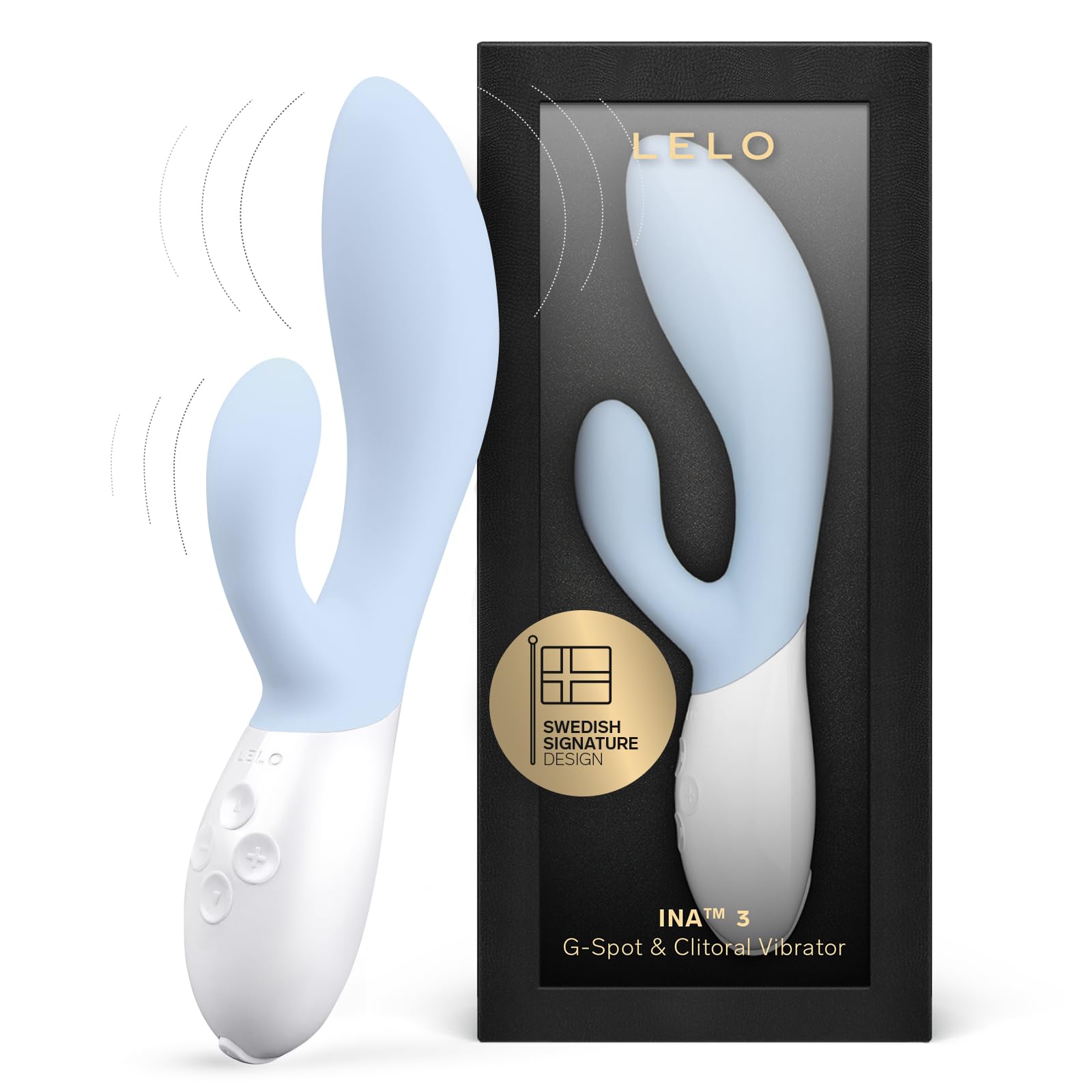 LELO INA 3 G Spot Rabbit Vibrator - 10 Powerful Vibration Modes, Waterproof & Body-Safe Silicone Clitoral Stimulator for Women | Perfect for Solo Play & Couples Intimacy | Seafoam Green Adult Sex Toy