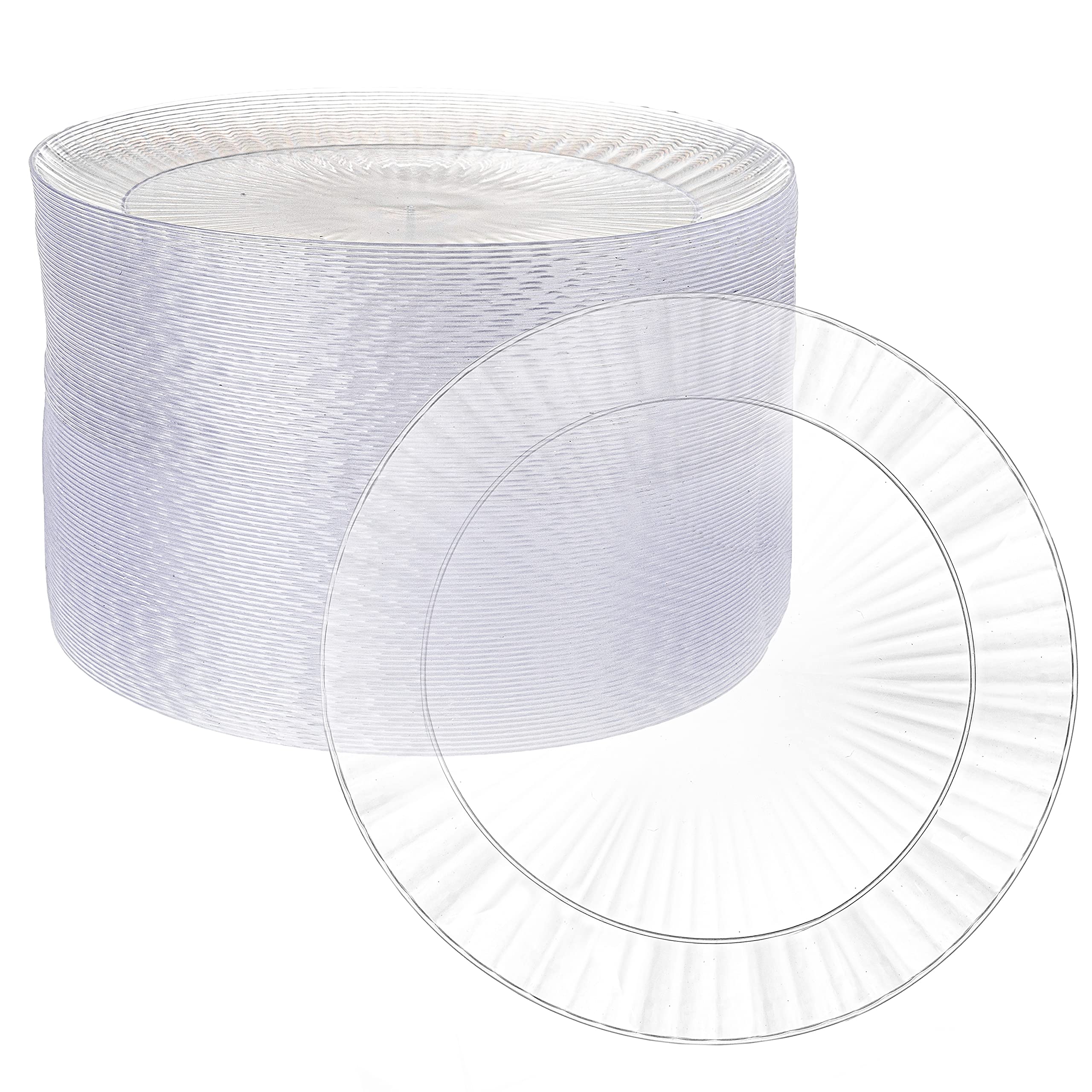 Ilyapa 100-Pack 10-Inch Clear Plastic Disposable Dessert Plates - Appetizer & Cake Plates for Parties, Weddings, Birthdays - Perfect for 100 Guests - Elegant Dinnerware for Events & Celebrations