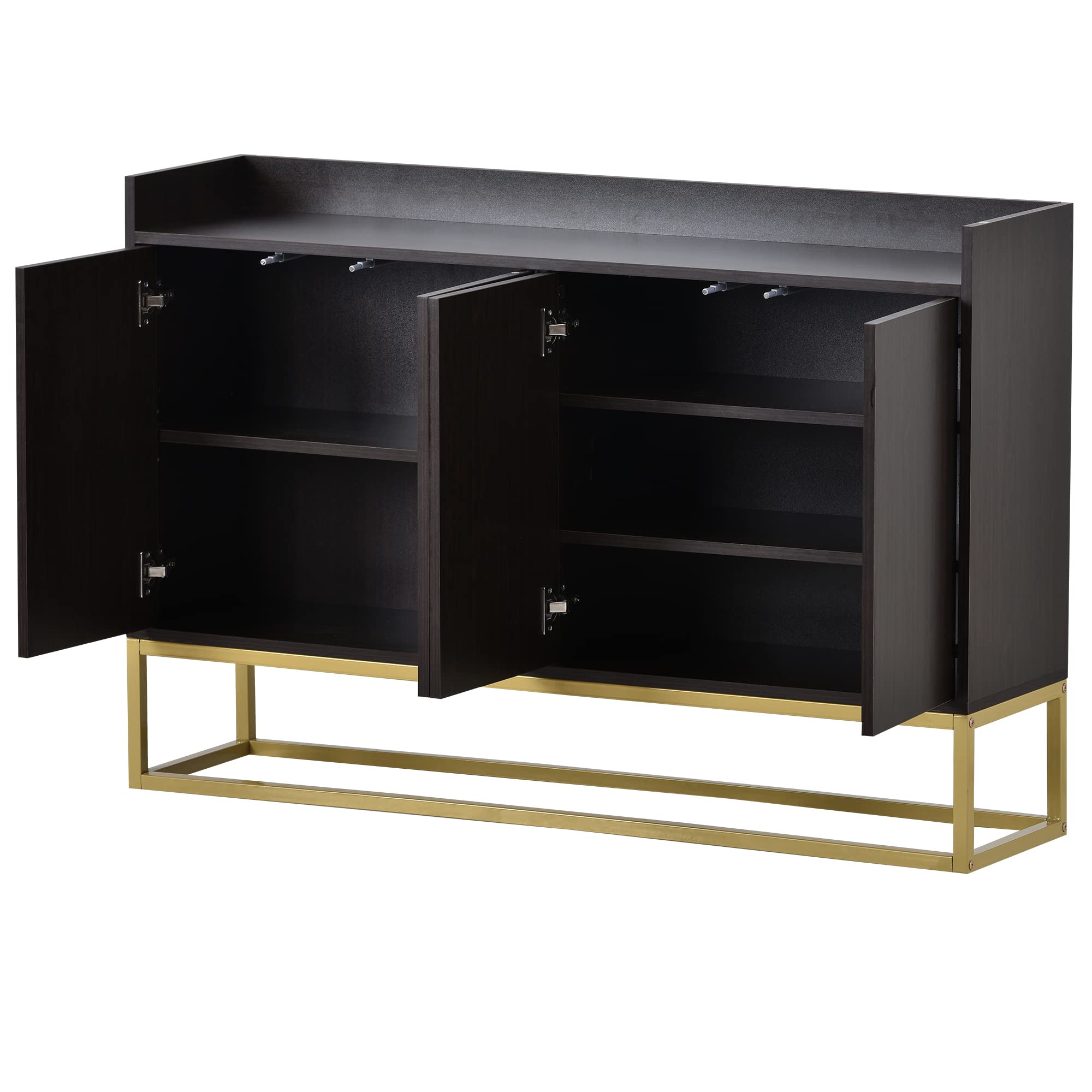 Modern Espresso Sideboard Console Table with Metal Legs & Adjustable Shelf - Elegant Buffet Cabinet for Dining Room, Living Room Storage & Home Organization