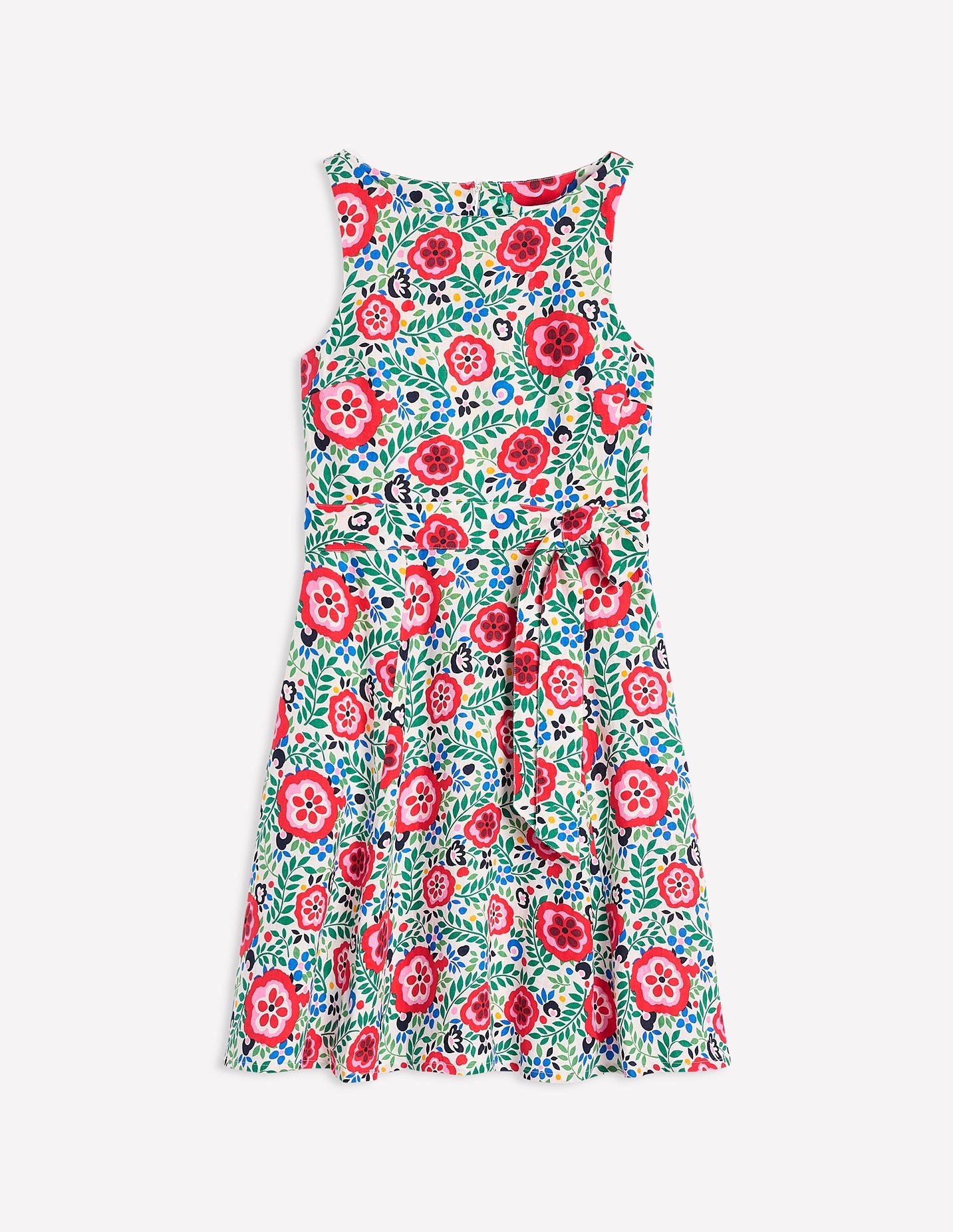 Anya Sleeveless Linen Dress for Women - Floral Print Summer Dress, Breathable & Lightweight - Perfect for Beach Vacation, Garden Party & Casual Outings