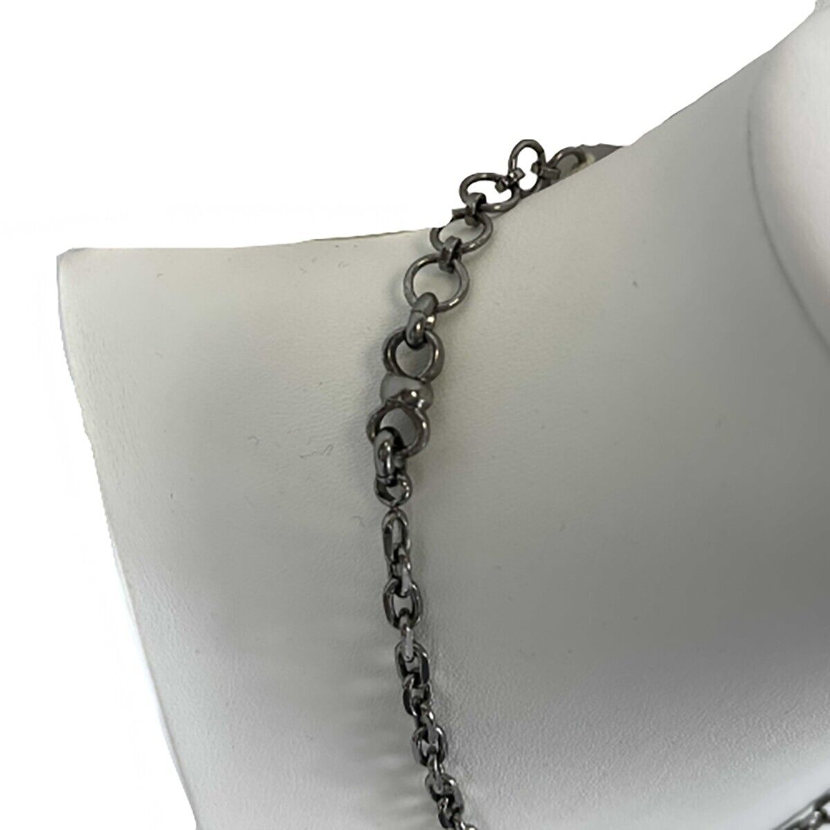 Chanel Gripoix CC Necklace with Red Stones & Silver Burgundy Logo Charm Chain - Elegant Jewelry for Women, Perfect for Parties, Weddings & Special Occasions