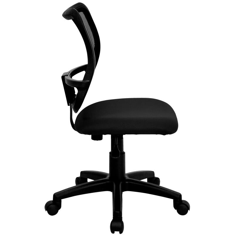 FLASH Mid Back Black Mesh Swivel Task Office Chair - Ergonomic Adjustable Height Computer Desk Chair for Home & Office Use - Perfect for Long Hours of Work or Gaming