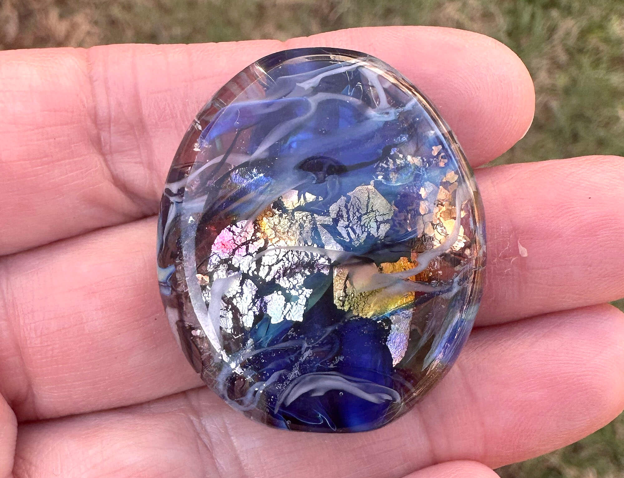 Handmade Electric Blue Lampwork Glass Focal Bead - Perfect for Jewelry Making, DIY Crafts & Beading Projects | SRA Certified Artisan Bead