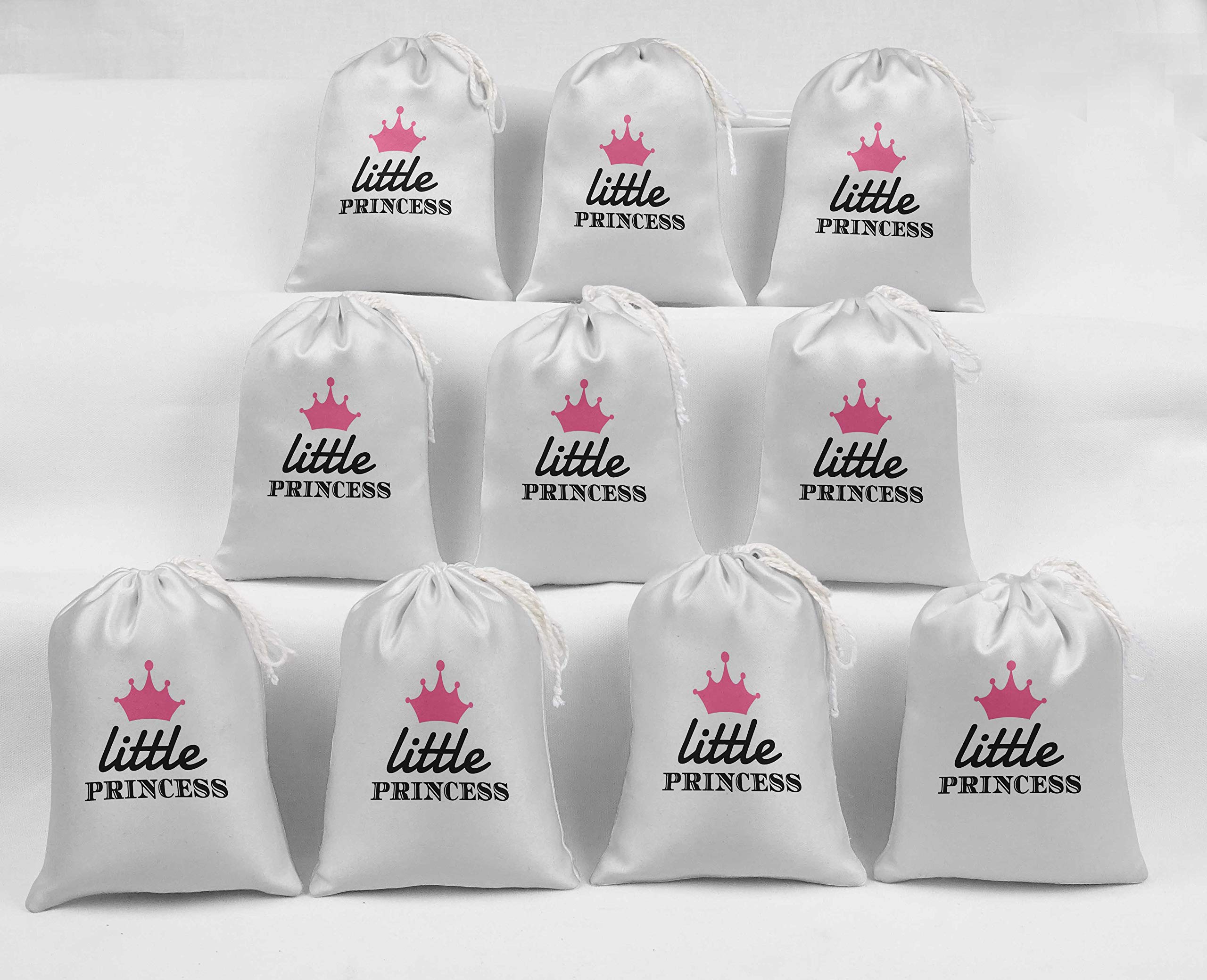 White Crown & Little Princess Baby Shower Party Favor Bags - 15pcs Gift Pouches for Baby Girl Birthday, Baptism, Christening & 1st Birthday Celebrations - Perfect for Party Favors, Candy Bags & Small Gifts