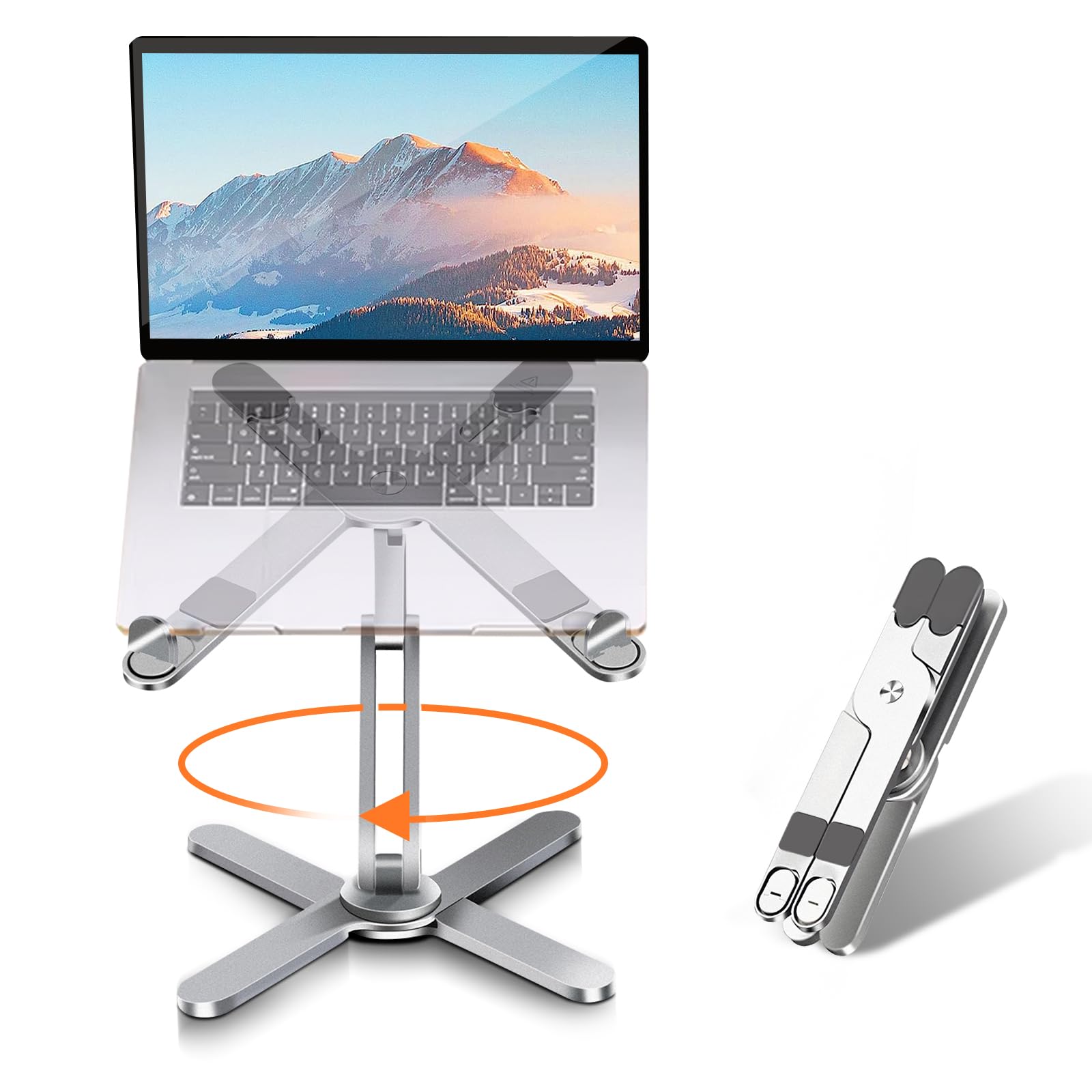360° Rotating Laptop Stand with Foldable Design - Adjustable Ergonomic Computer Notebook Holder for MacBook & Laptops Up to 16