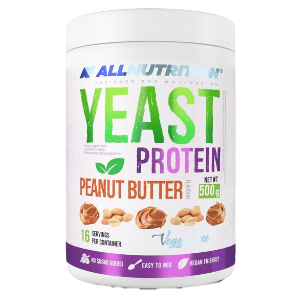 Allnutrition Yeast Protein Peanut Butter 500g - High Protein Vegan Spread for Fitness, Baking & Healthy Snacks - Perfect for Smoothies, Toast & Protein Shakes