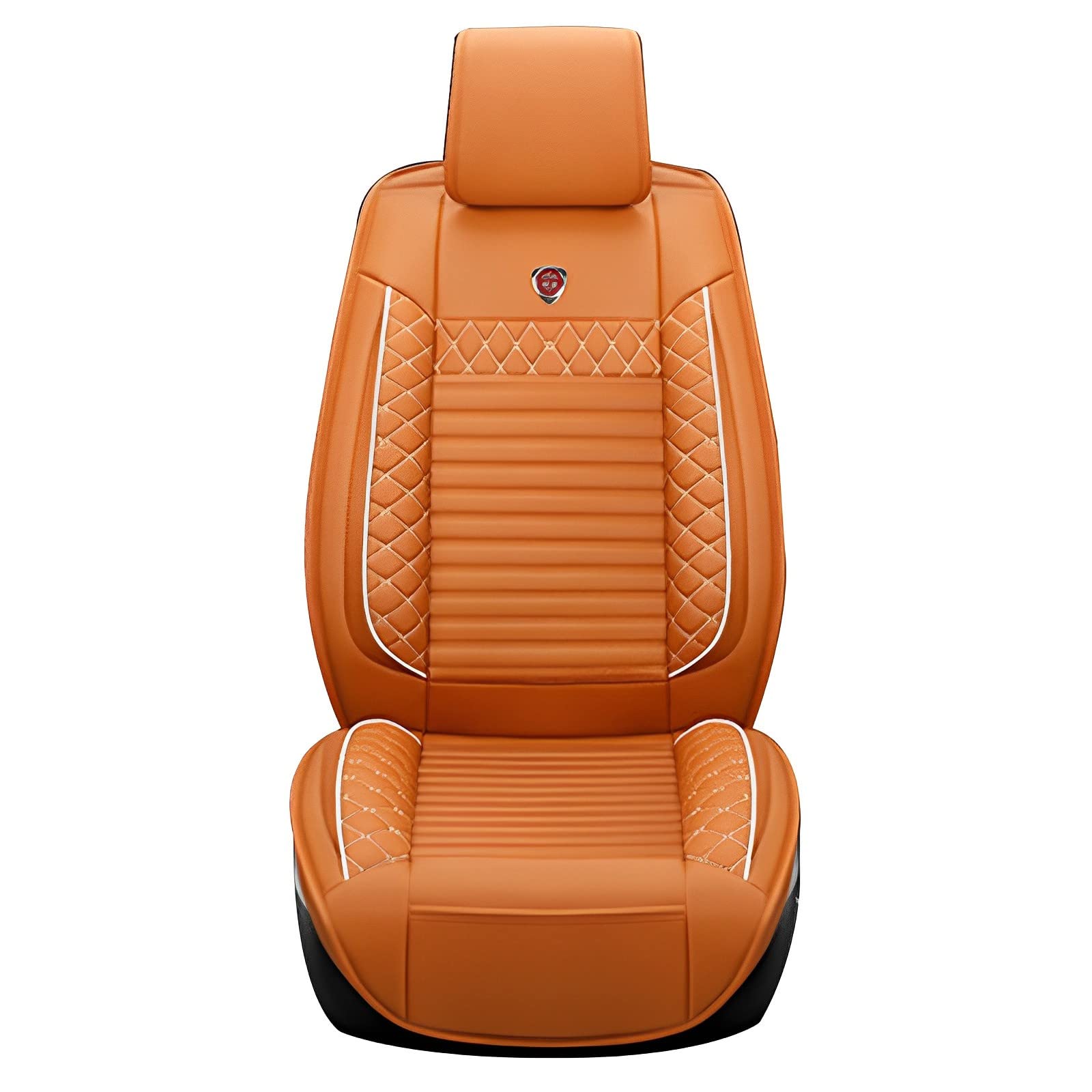 MAITE Front PU Leather Car Seat Covers for Dodge RAM 2500 (2010-2022 Models) - 2-Piece Set with Airbag Compatibility - Cayenne Yellow - Perfect for Truck Drivers & Road Trips