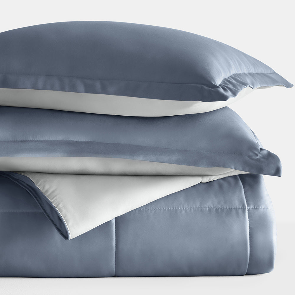 Reversible Down Alternative Comforter Set - All Season Hypoallergenic Bedding - Perfect for Master Bedroom, Guest Room & Dorm Use