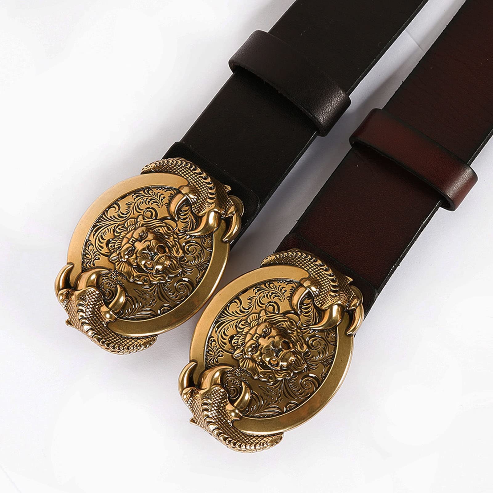 Premium Genuine Leather Dress Belt for Men & Women - Adjustable Classic Rivet Buckle (Black/Brown, 105cm) | Formal & Casual Wear Accessory for Suits, Jeans, Office | Perfect for Weddings, Interviews, Business Events, Travel & Gifts | Durable & Stylish Belt for Everyday Use | Great with Business Attire, Casual Outfits & Formal Wear | Ideal for Professional Settings, Special Occasions & Fashion Statements