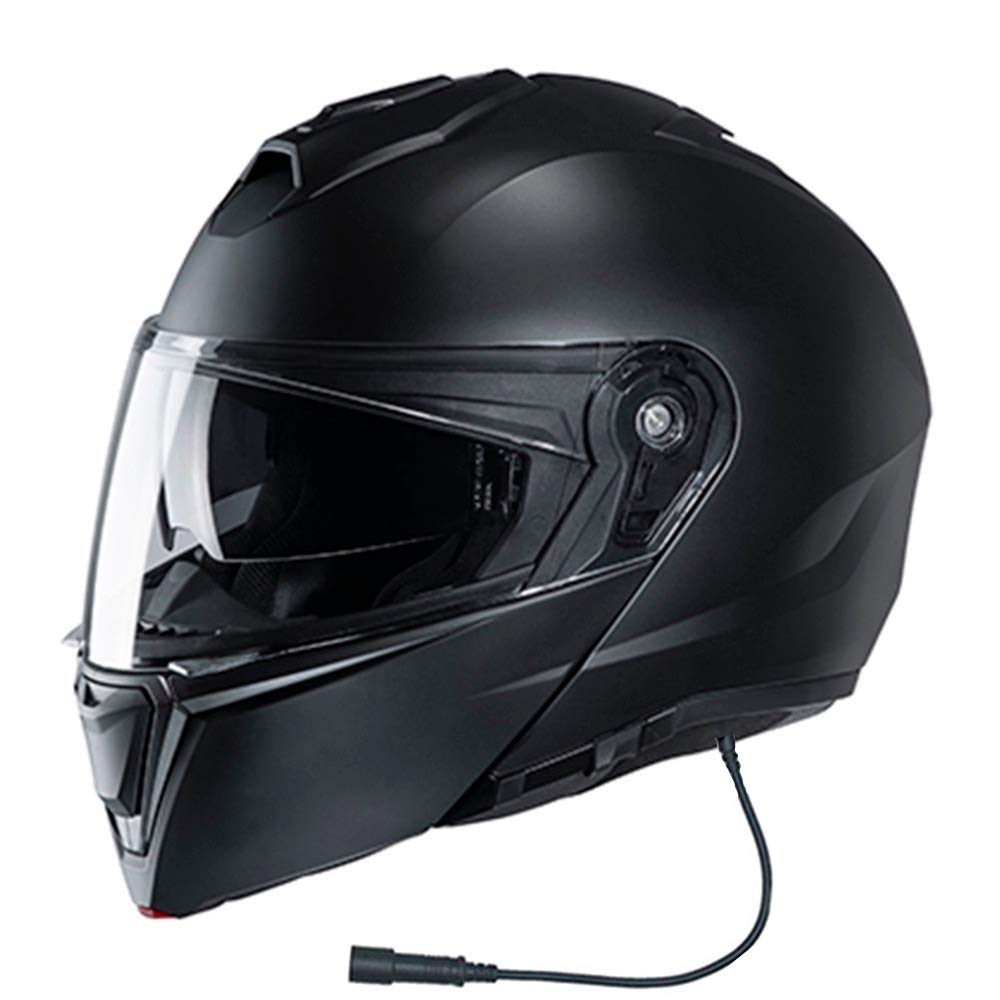 HJC i90 Modular Motorcycle Helmet with 7-Pin HD Headset - SF Black (Large) - Full Face Flip-Up Design for Safe Riding, Comfort & Noise Reduction - Perfect for Touring, Commuting & Adventure Motorcycles