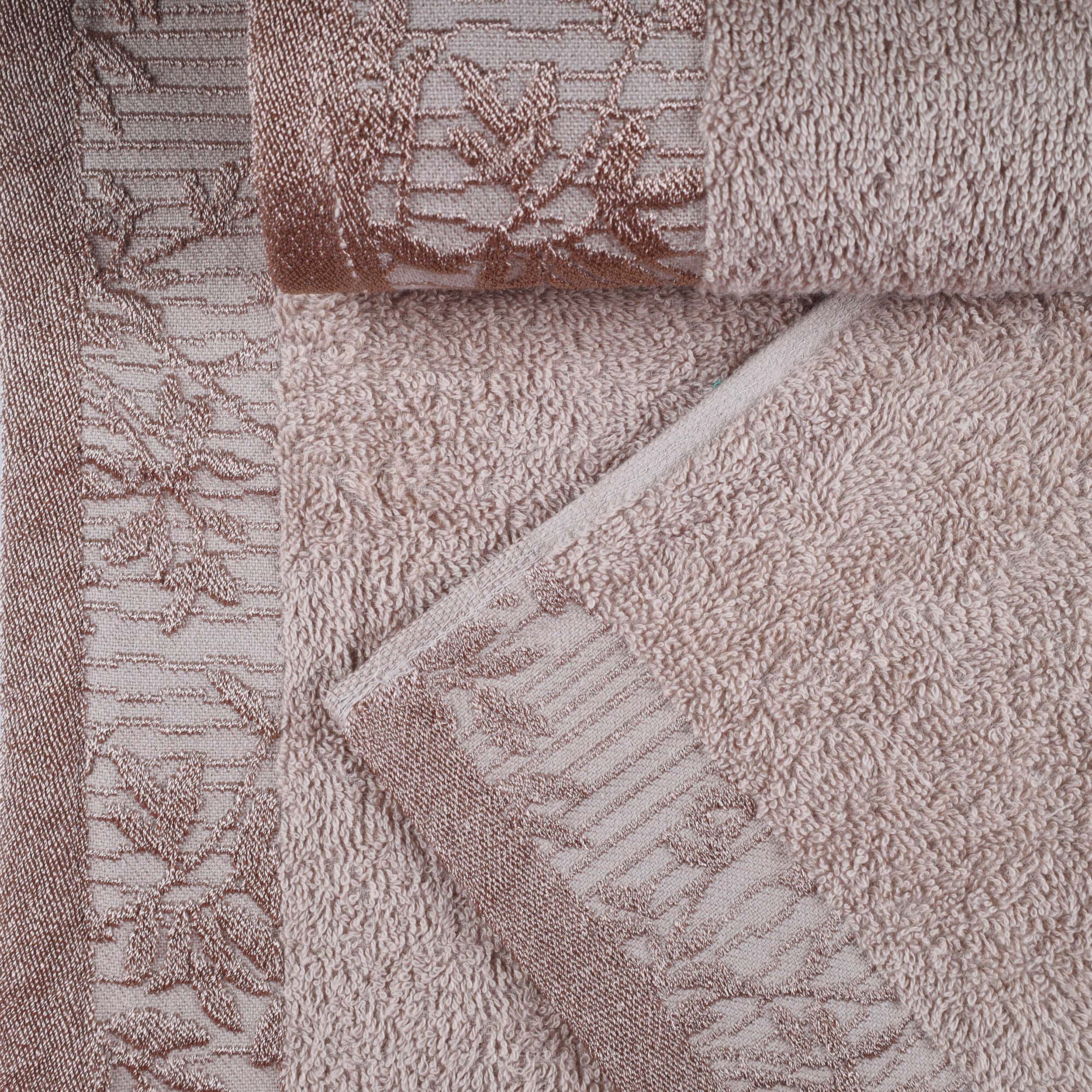Wisteria Cotton Floral Embroidered Jacquard Border 3-Piece Bath Towel Set - Soft & Absorbent for Bathroom, Spa, and Guest Use