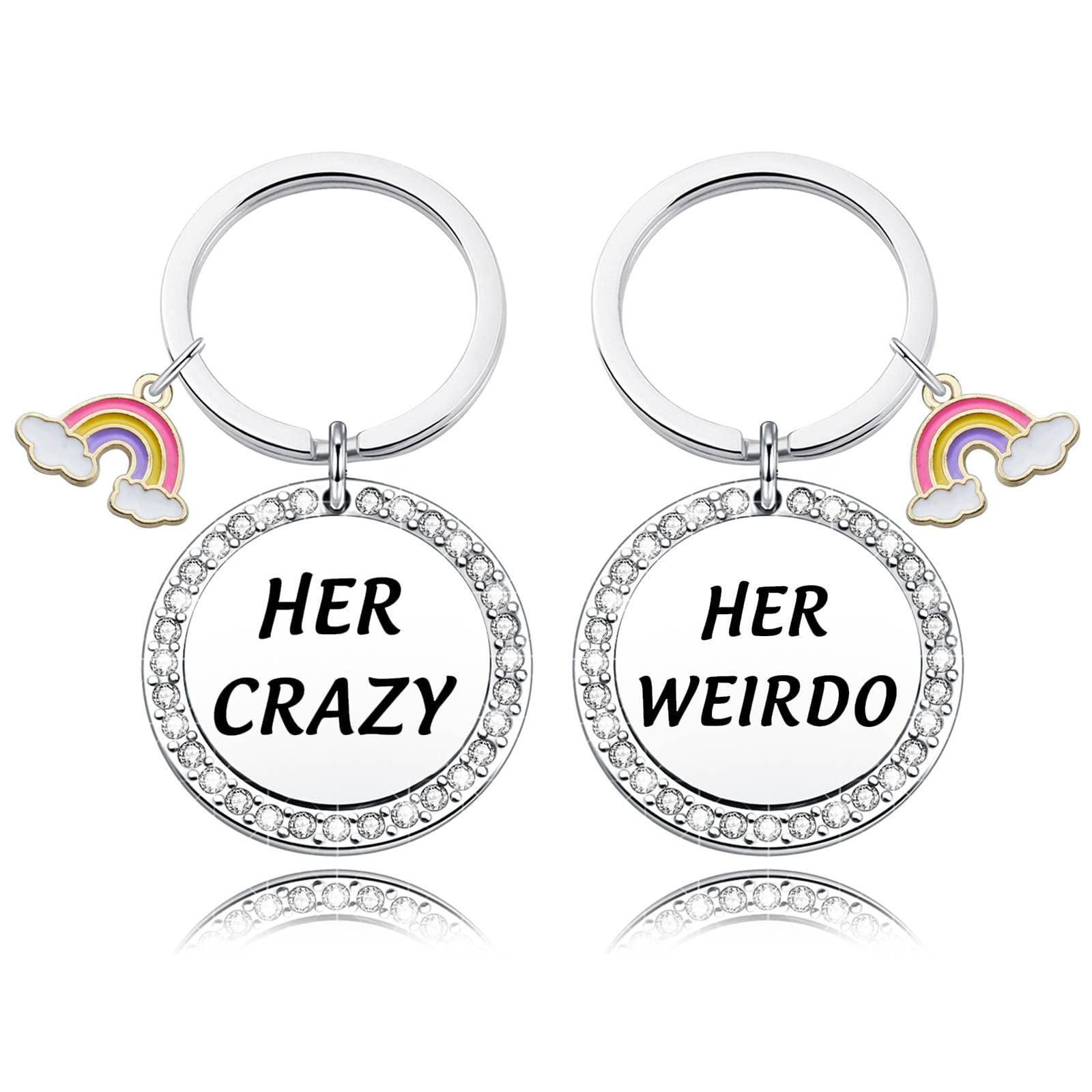 Lesbian Couple Keychain - Her Weirdo & Her Crazy Matching Keychains - LGBT Pride Gift for Couples - Perfect for Anniversaries, Valentine's Day & LGBTQ+ Events