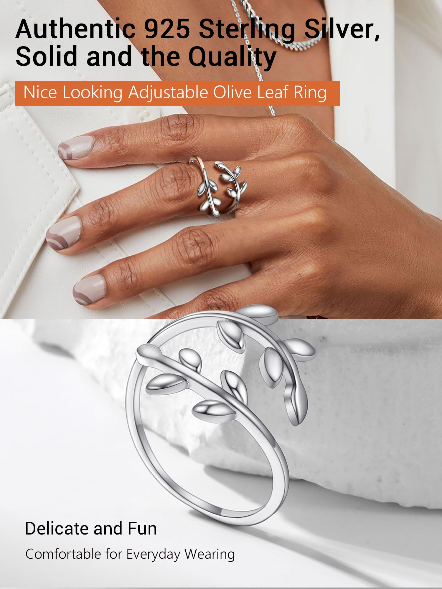 PROSILVER 925 Sterling Silver Adjustable Open Ring for Women - Solid Stackable Knuckle & Pinky Finger Ring - Gift Box Included - Perfect for Everyday Wear, Stacking & Special Occasions