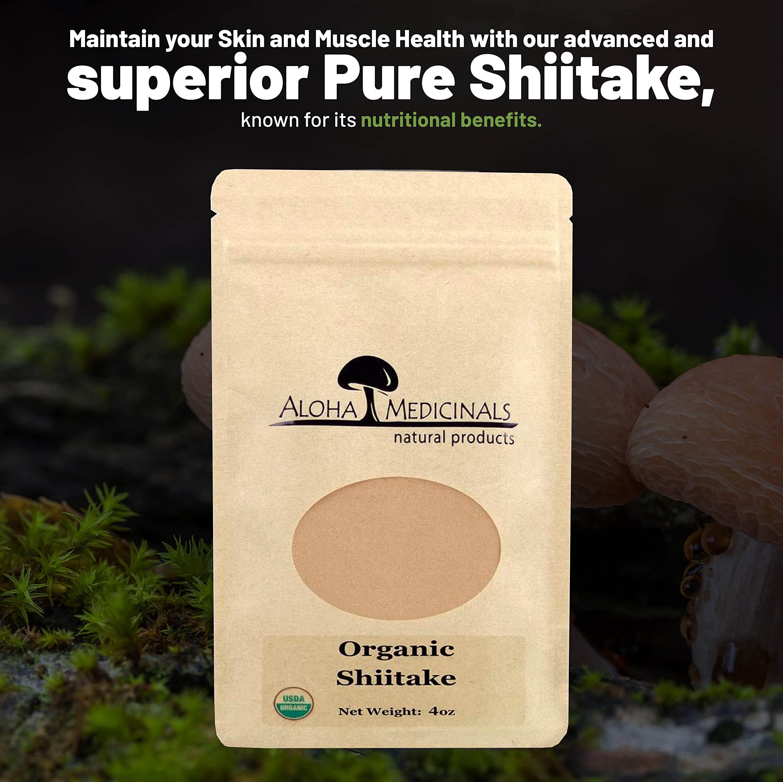 Organic Shiitake Mushroom Powder - 4 oz | USDA Certified, Gluten-Free & Vegan | Immune Support & Wellness Boost for Smoothies, Soups & Cooking