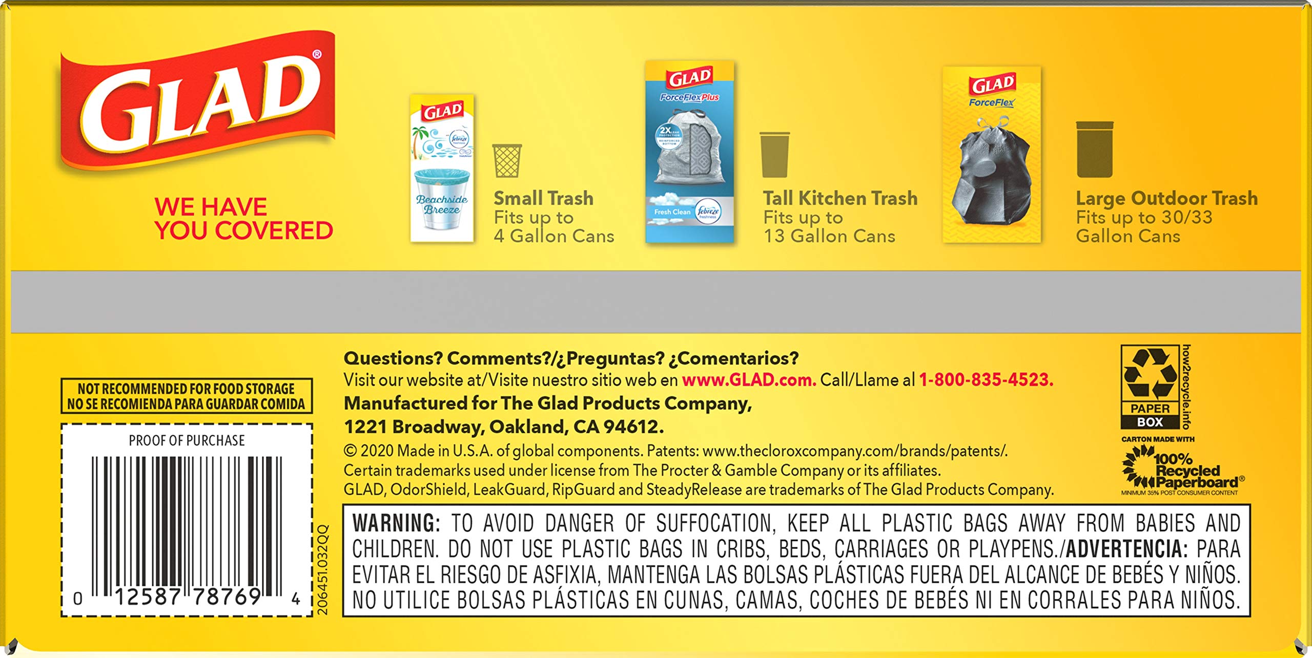 Glad Citrus Scented Trash Bags - 80 Count Heavy Duty Kitchen Garbage Bags for Home & Office Waste Disposal