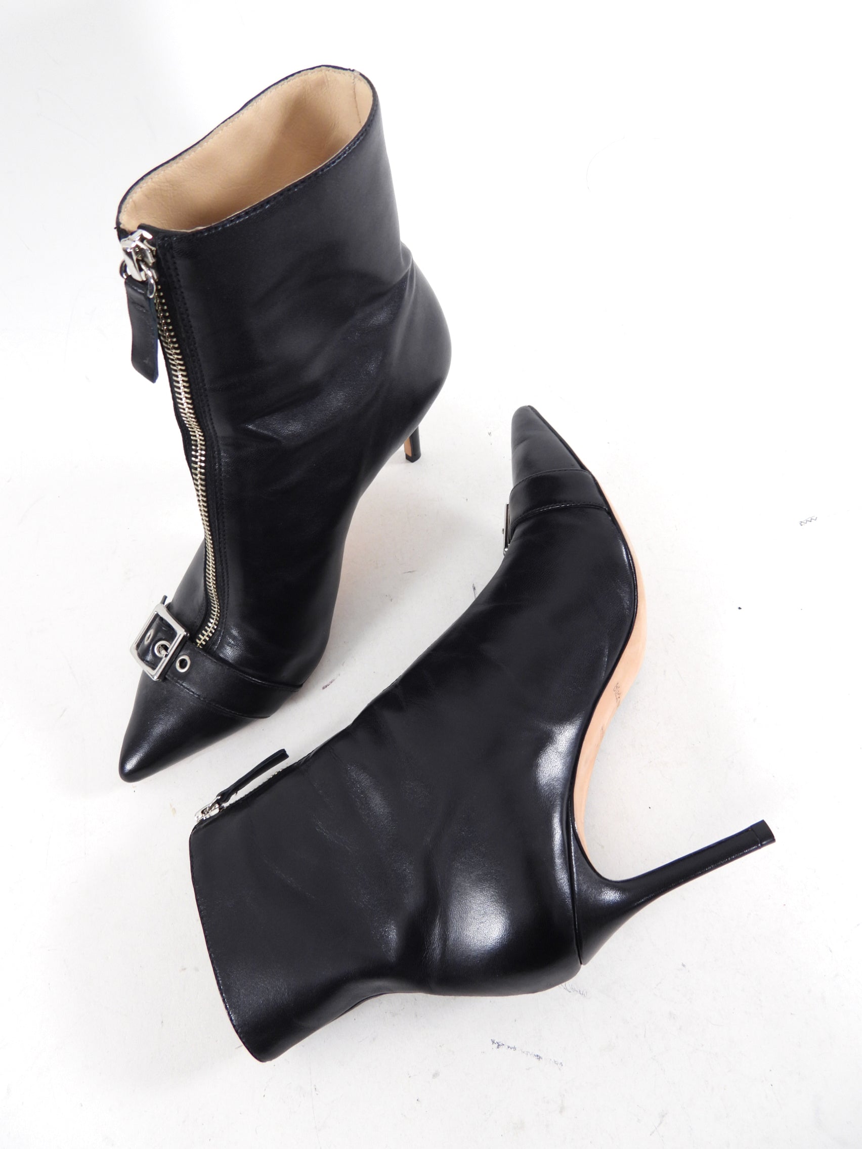 Black Suede Ankle Boots for Women - Studio Zipper Design - Size 39 / US 8.5 - Perfect for Casual Outfits & Office Wear