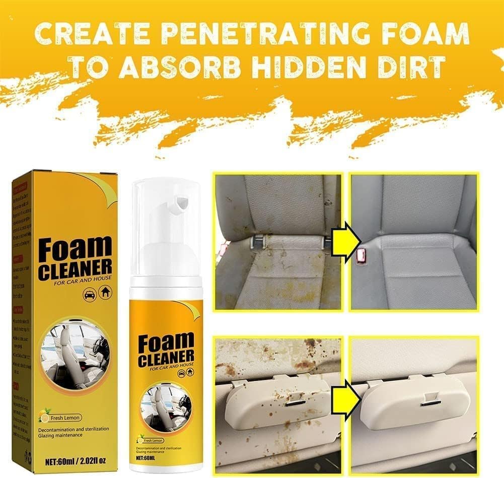 All-Purpose Foam Cleaner for Car & Home - Multi-Surface Magic Foam Cleaner Spray (30ML, 2Pcs) - Perfect for Upholstery, Dashboard, Leather Seats & Household Surfaces