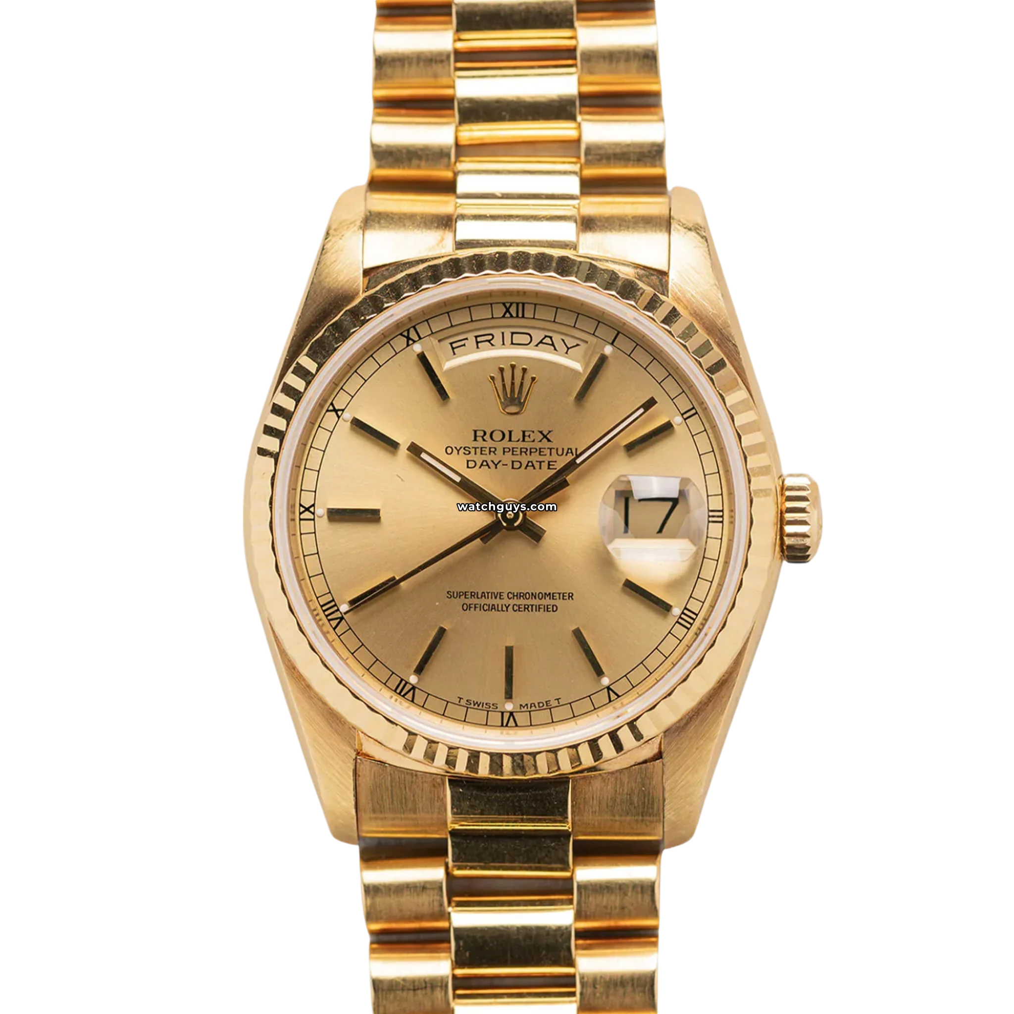 Authentic Rolex Day Date 18238 Men's Watch - 18K Yellow Gold with Champagne Dial - Luxury Dress Watch for Business & Formal Occasions