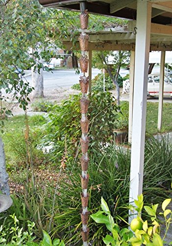 Dragonfly-Themed Copper Rain Chain with Installation Kit (16 Foot) - Perfect for Garden, Patio, and Downspout Decoration