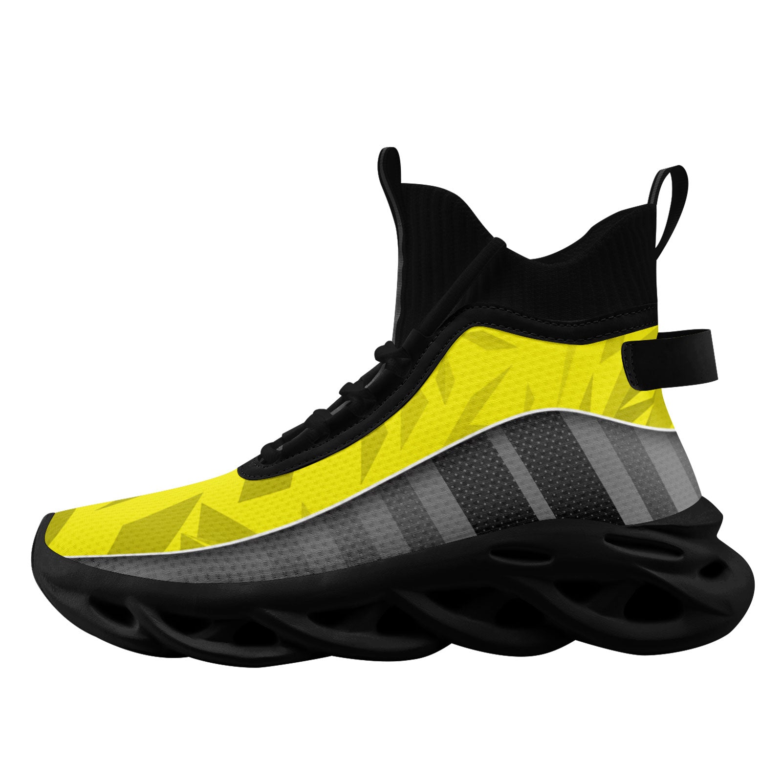 Custom Gray & Yellow Maxsoul Personalized Sneakers for Men & Women - Breathable Comfortable Walking Shoes FN029A D020158 Size 9 - Perfect for Gym, Running, Casual Wear & Street Fashion