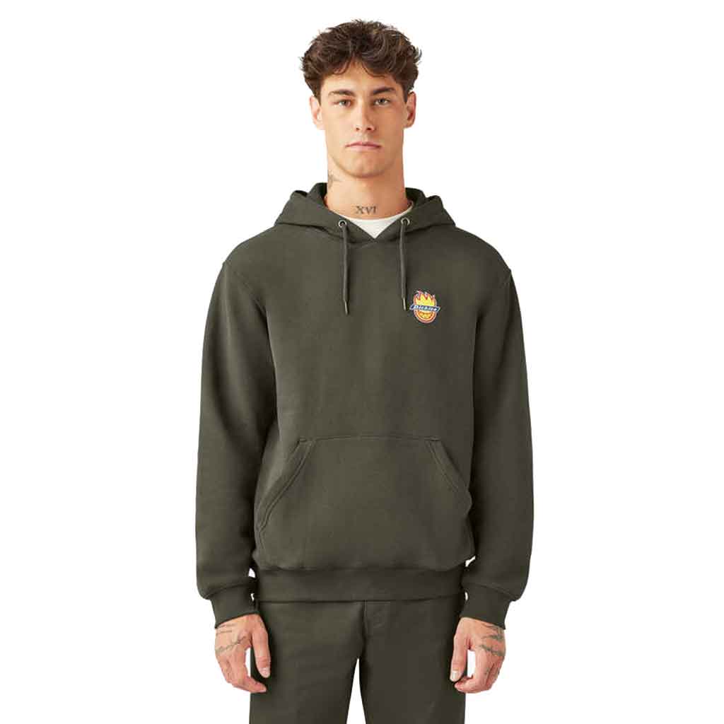 Dickies x Spitfire Graphic Hoodie - Olive Green Men's Streetwear Pullover for Skateboarding & Urban Fashion