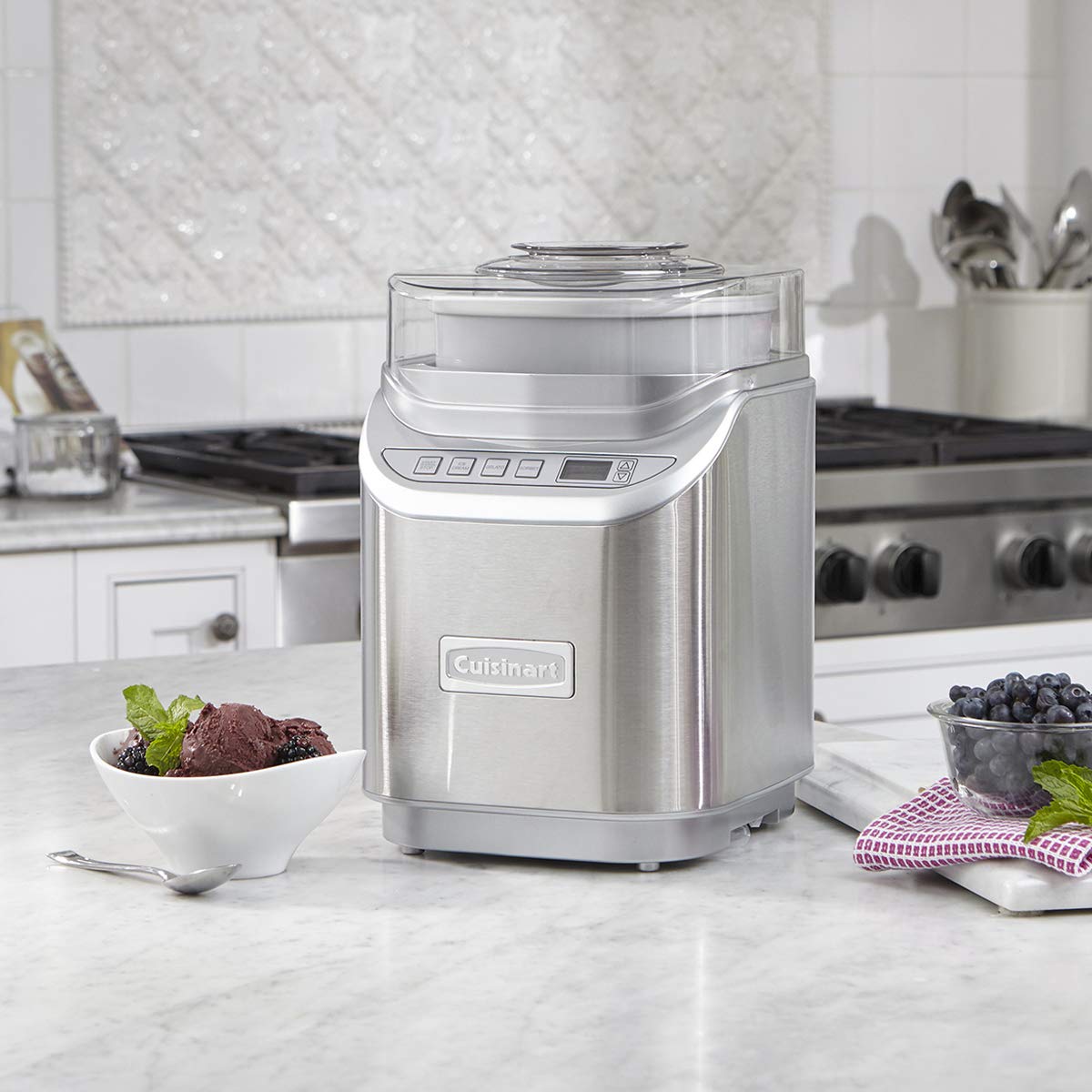 Cuisinart ICE-70C 2-Quart Ice Cream Maker Machine for Frozen Yogurt, Gelato & Sorbet with LCD Screen & Timer - Perfect for Home Desserts, Parties & Summer Treats (Silver)