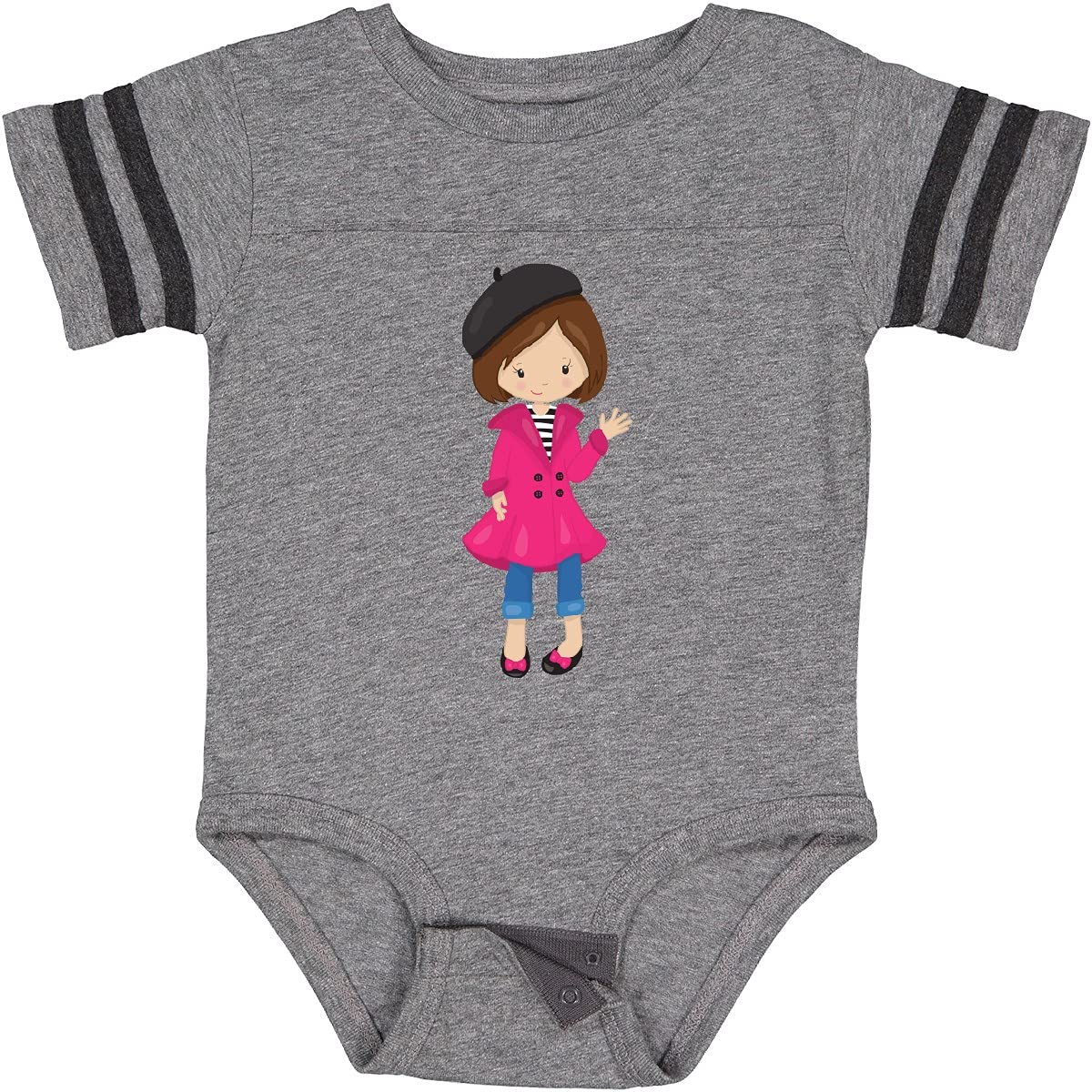 Inktastic Fashion Girl French Girl Brown Hair Beret Baby Bodysuit - Cute Outfit for Newborns, Photo Shoots & Special Occasions