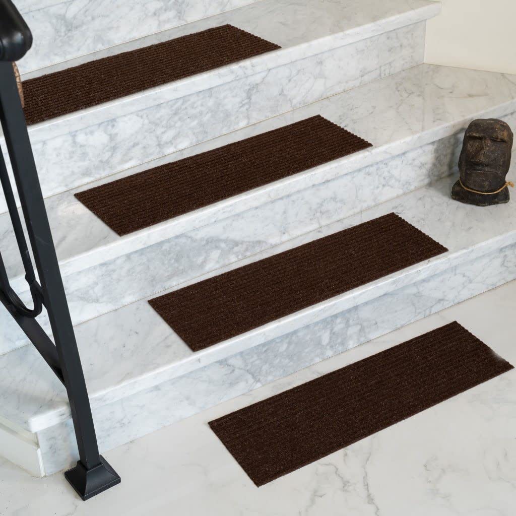 Natural Cotton Area Rugs - Dark Brown DIY Pet Friendly Carpet Stair Treads (9