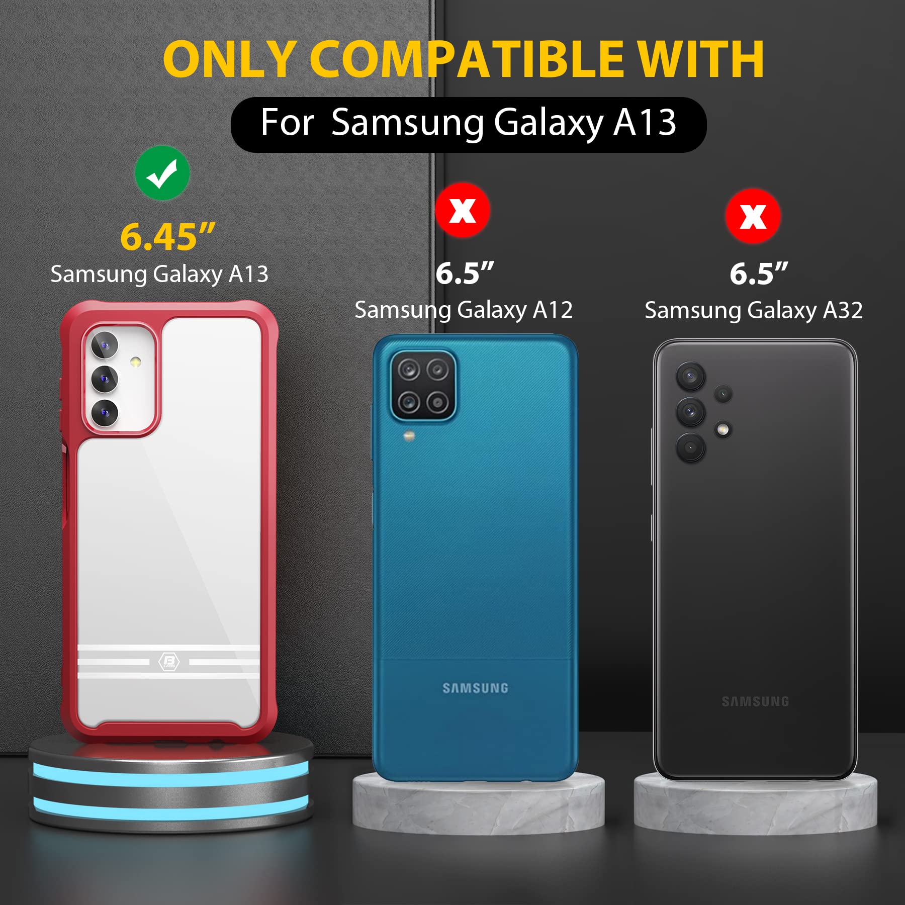 Samsung Galaxy A13 5G Case - Clear Hard Protective Phone Cover with Tempered Glass Screen Protector | Shockproof Bumper Design | Perfect for Everyday Use, Travel & Outdoor Activities (Red)