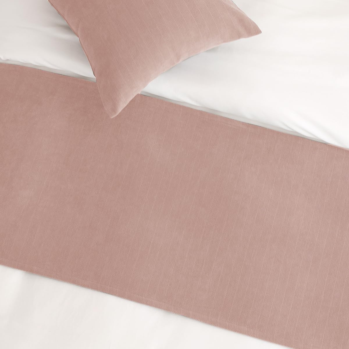 AMBERIS Single Layer Chenille Bed Runner in Coral Pink - Modern Bed Scarf for Home & Hotel Decor | Perfect for Queen/King Beds, Sofas, and Wedding Decorations