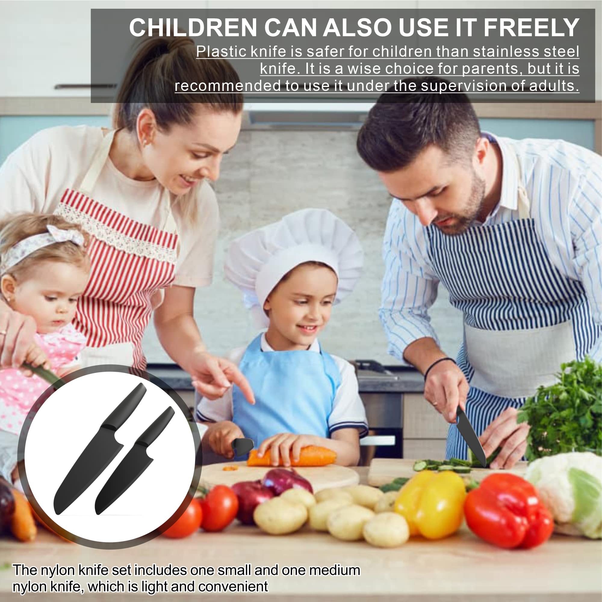 AILUROPODA 2-Piece Nylon Kitchen Knife Set - Plastic Knives for Cutting Pizza, Cake, Bread, Fruits & Vegetables | Durable & Safe for Non-Stick Cookware | Perfect for Home Cooking, Camping & Picnics