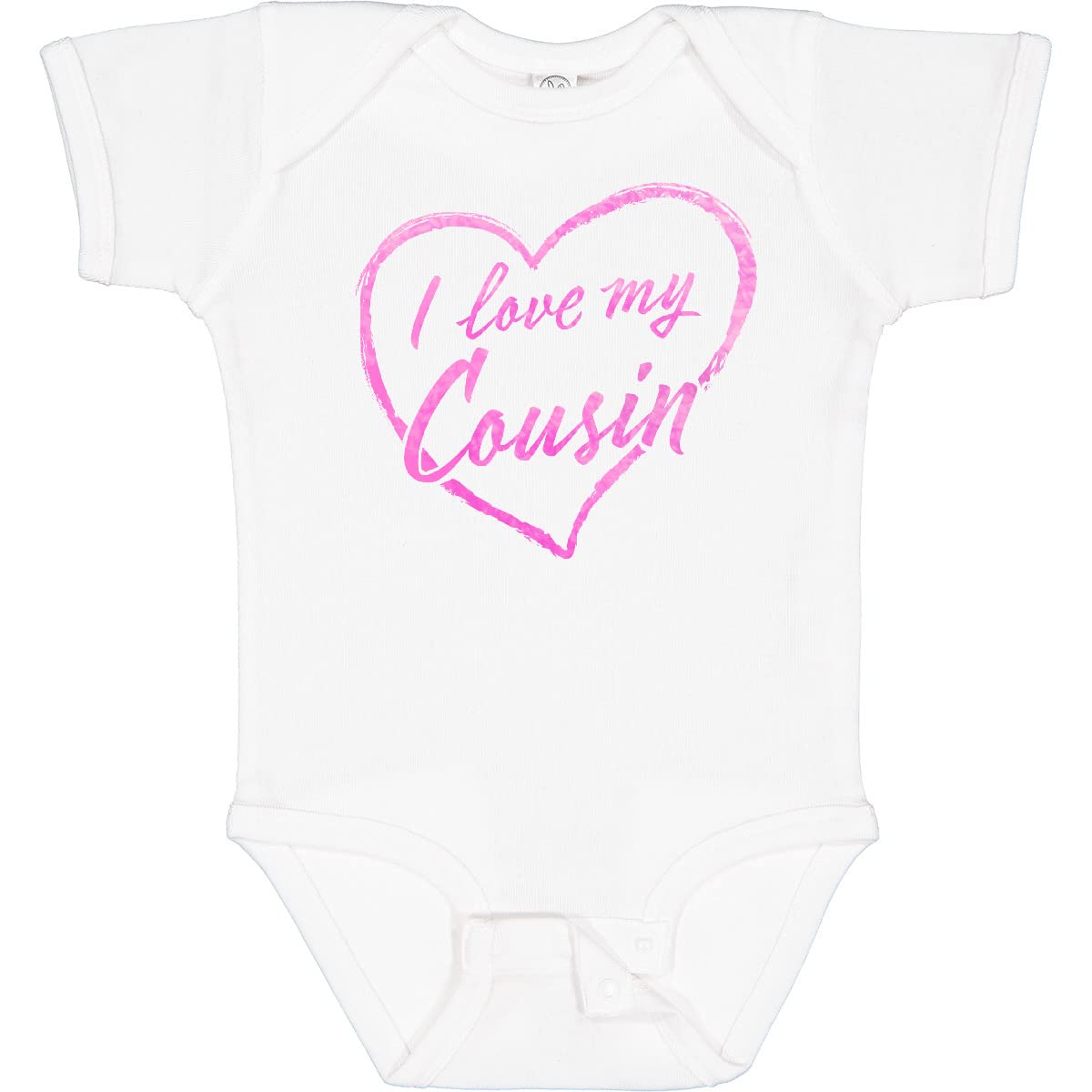 Inktastic I Love My Cousin Baby Bodysuit - Pink Chalk Heart Design | Cute Cousin Gift for Newborns, Infants & Toddlers | Perfect for Family Reunions, Birthday Parties & Photo Shoots
