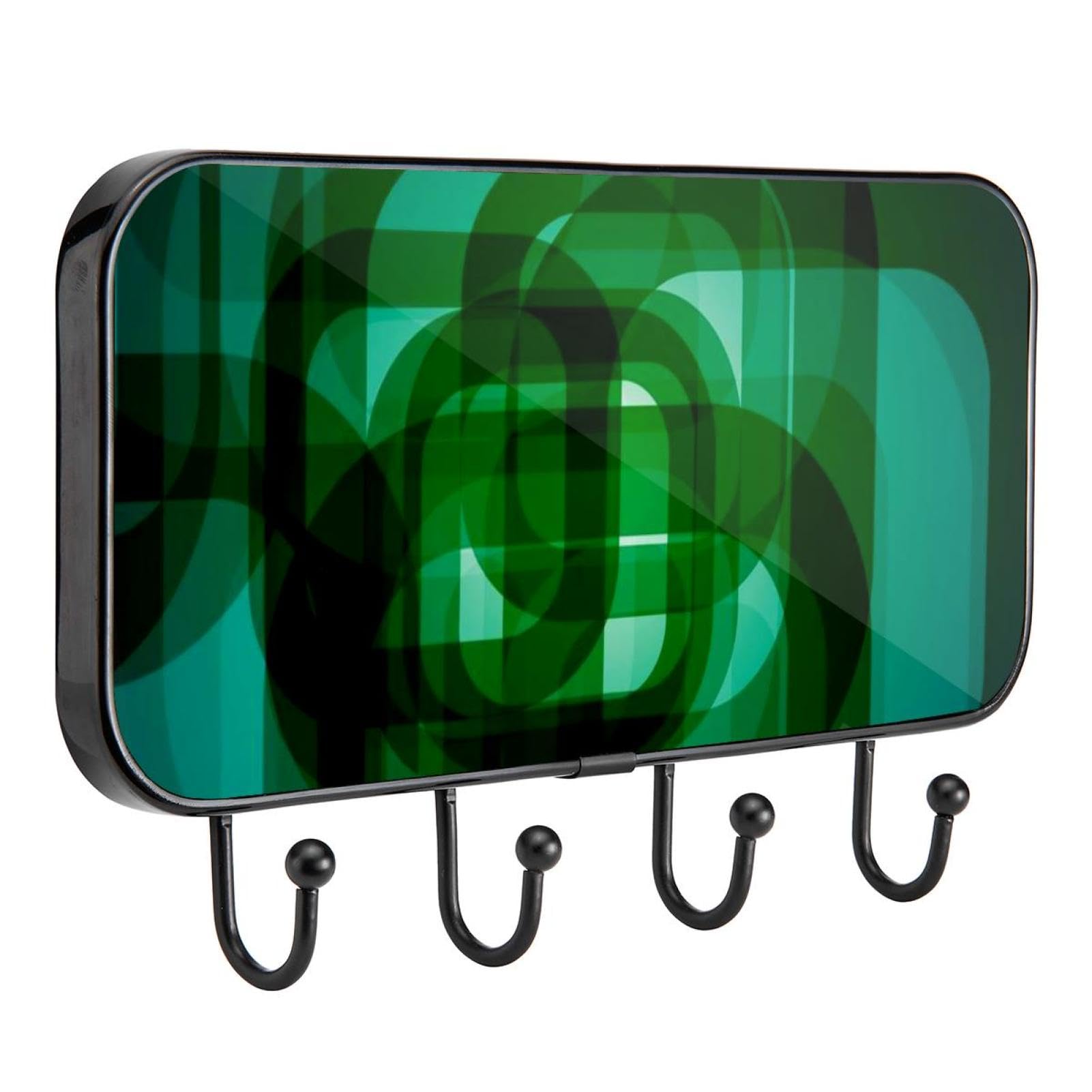 GIAPB Adhesive Wall Hooks - Green Abstract Art Design, Heavy Duty Sticky Hooks for Hanging Coats, Hats, Keys & Decor - Perfect for Home, Office, Dorm Room Organization