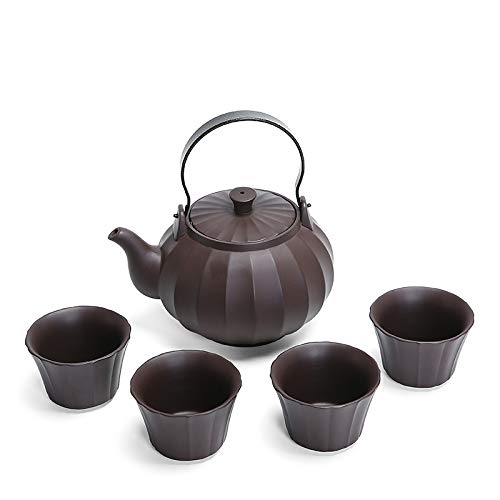 Premium Chinese Ceramic Tea Set with Teapot & 4 Cups - Portable Kung Fu Tea Set for Travel, Office & Home - Traditional Gift for Tea Lovers & Meditation Use