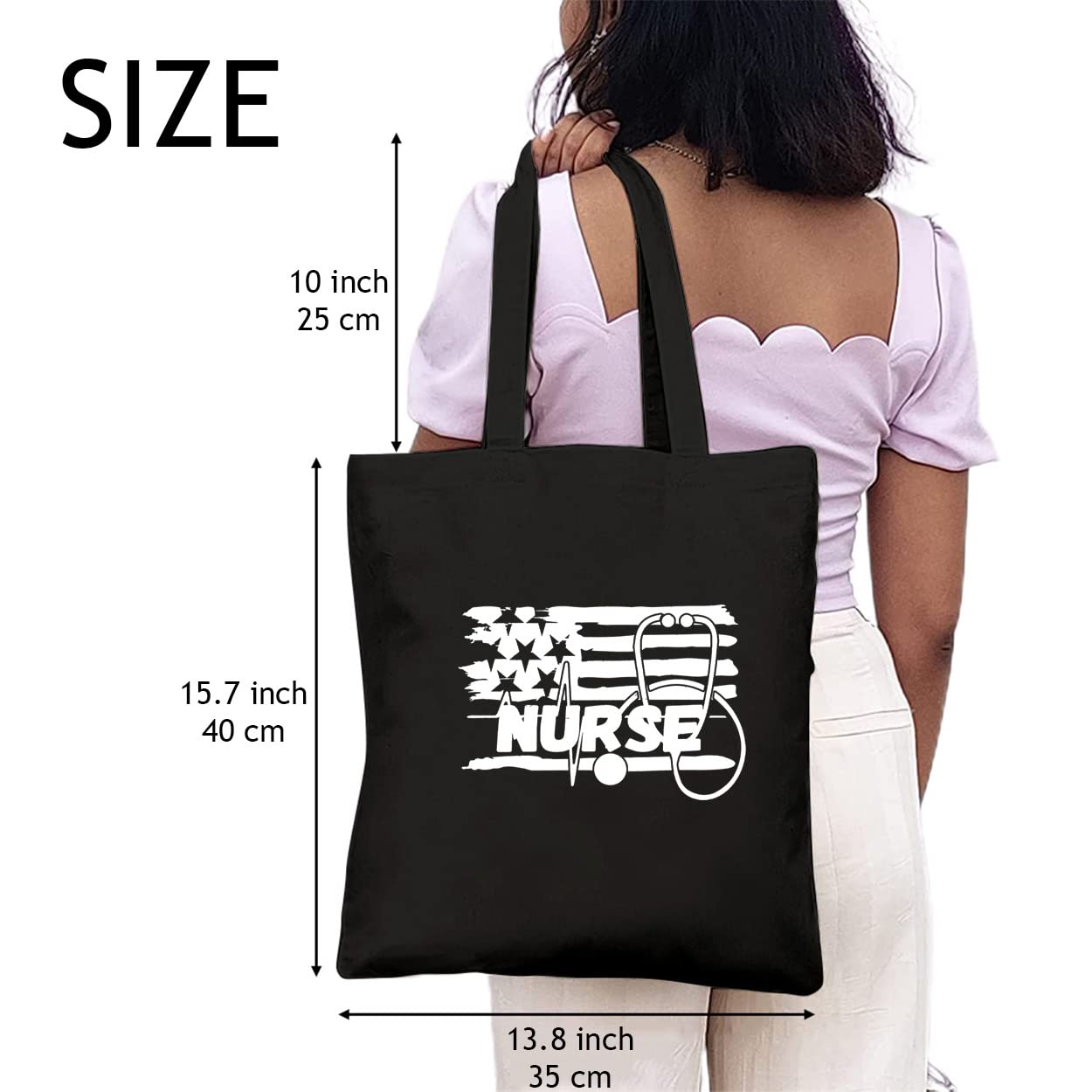 USA Flag Nursing Tote Bag for Women - Durable Washable Shoulder Bag for Nurses, Work & Grocery Shopping | Perfect for Hospital Shifts, Daily Commute & Errands
